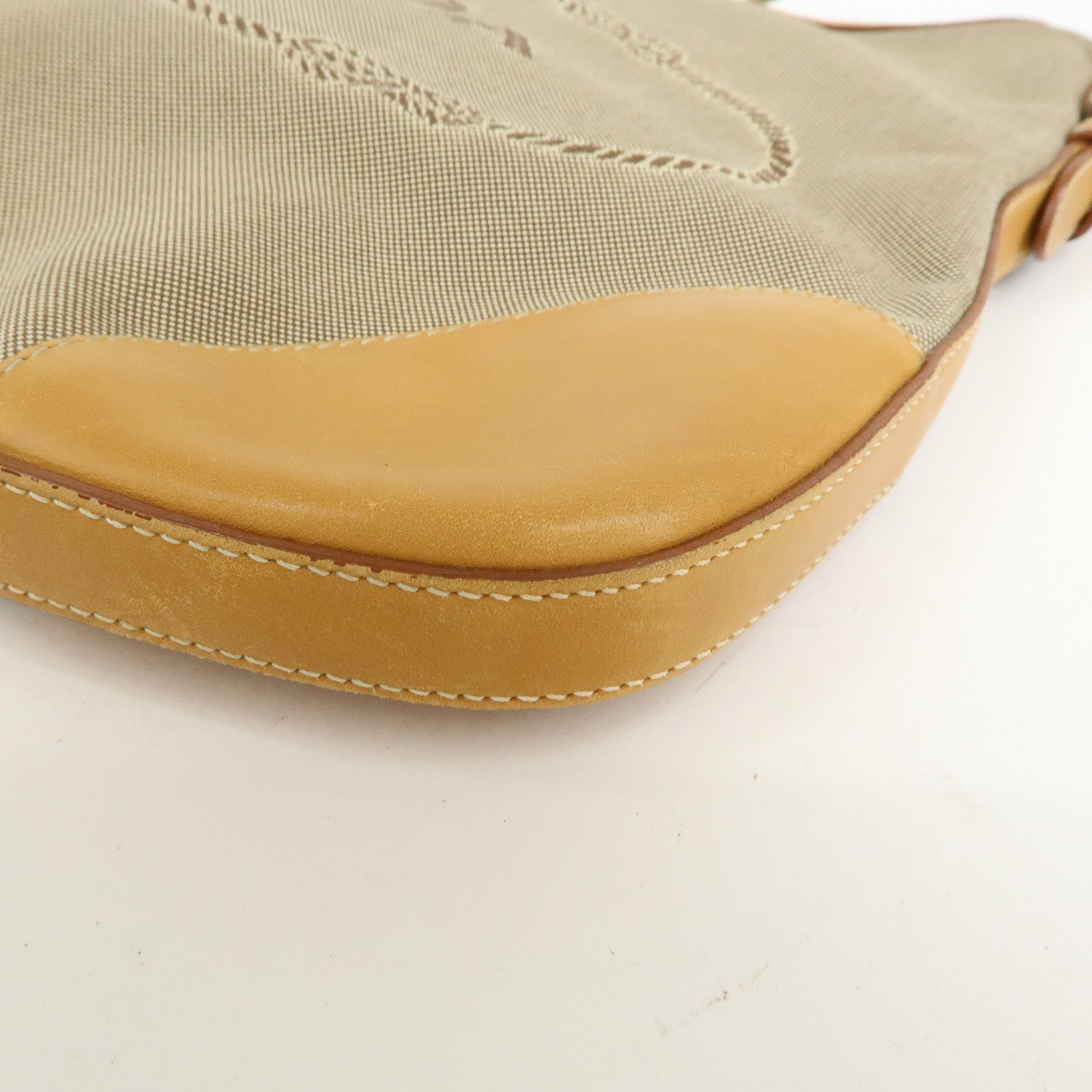 PRADA Logo Jacquard Leather Shoulder Bag Crossbody Bag Camel BT0533