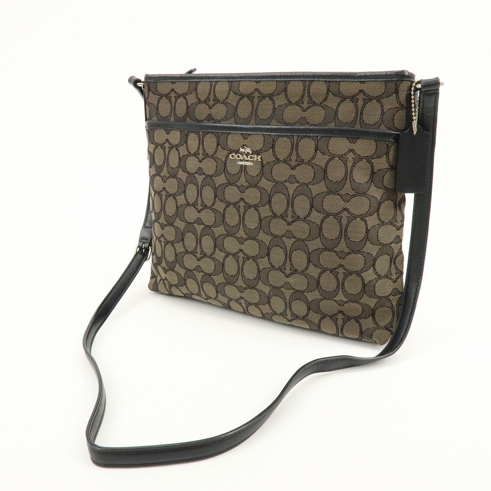 COACH Signature Set of 2 Shoulder Bag Crossbody Bag Black Brown