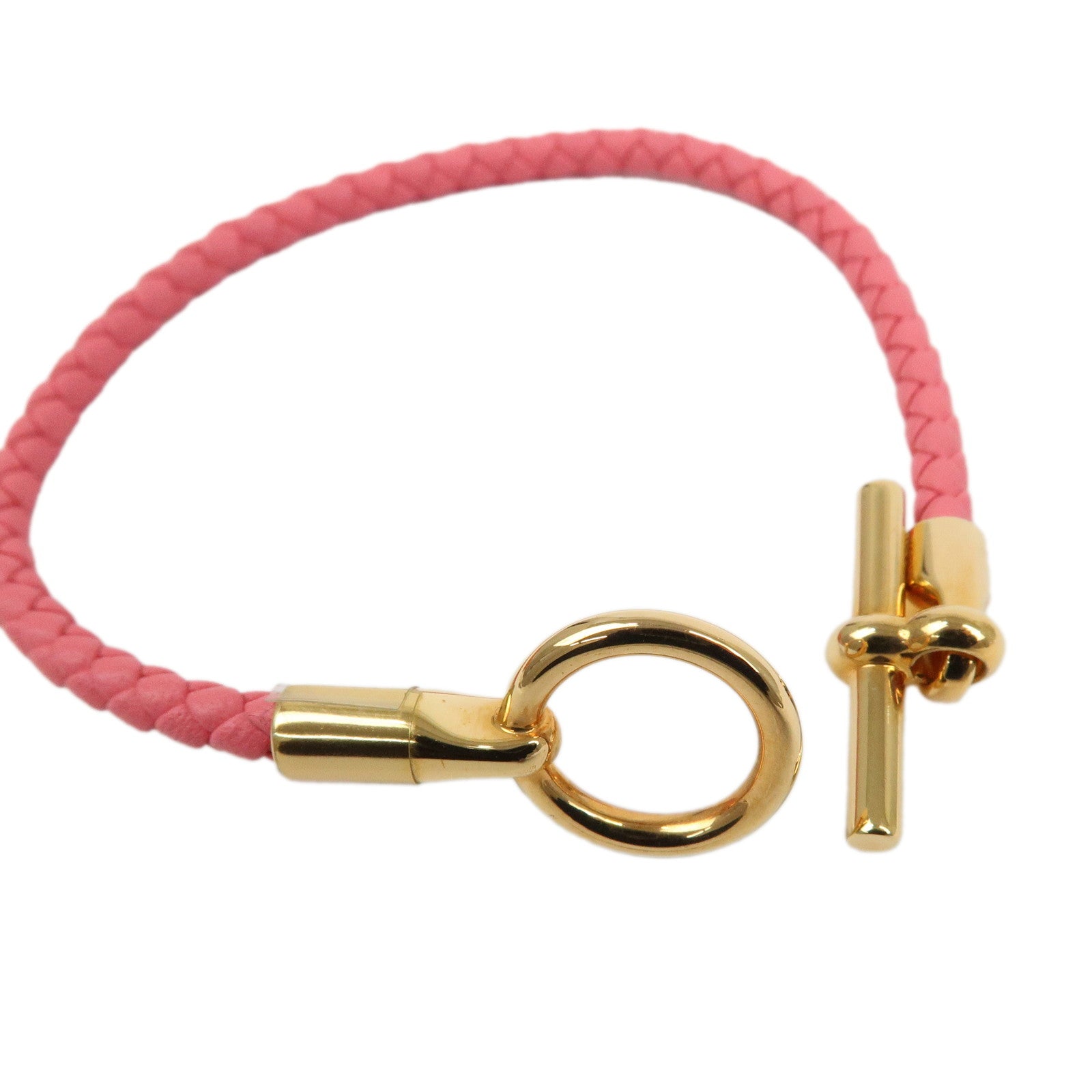 HERMES Glenan H Tresse en Veau Swift Leather Bracelet Pink