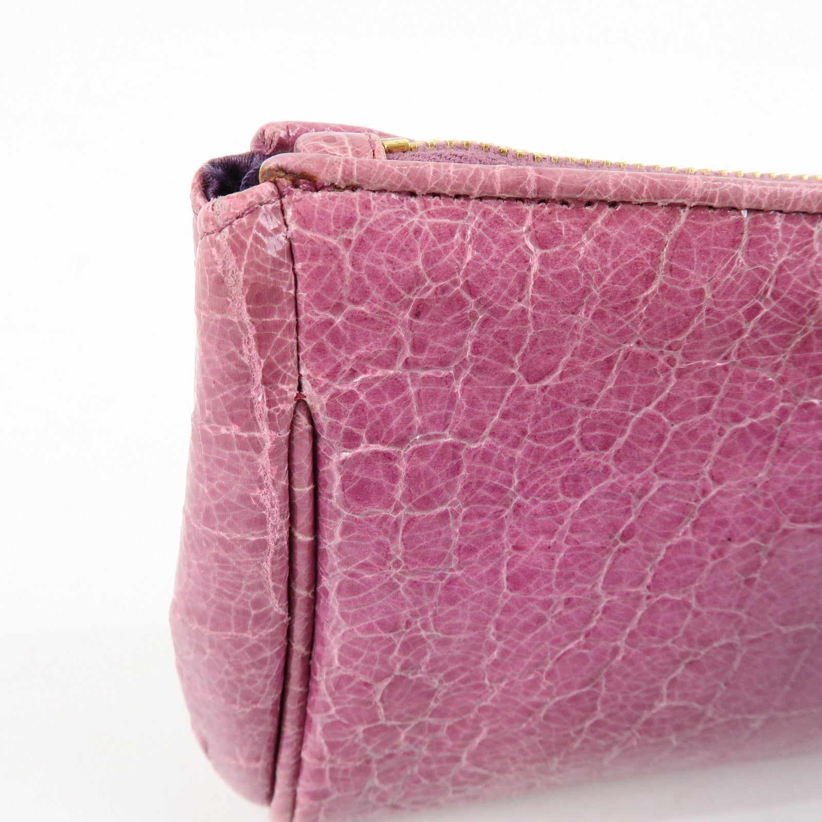 MIU MIU Logo Embossed Leather Clutch Bag Wristlet Bag Purple