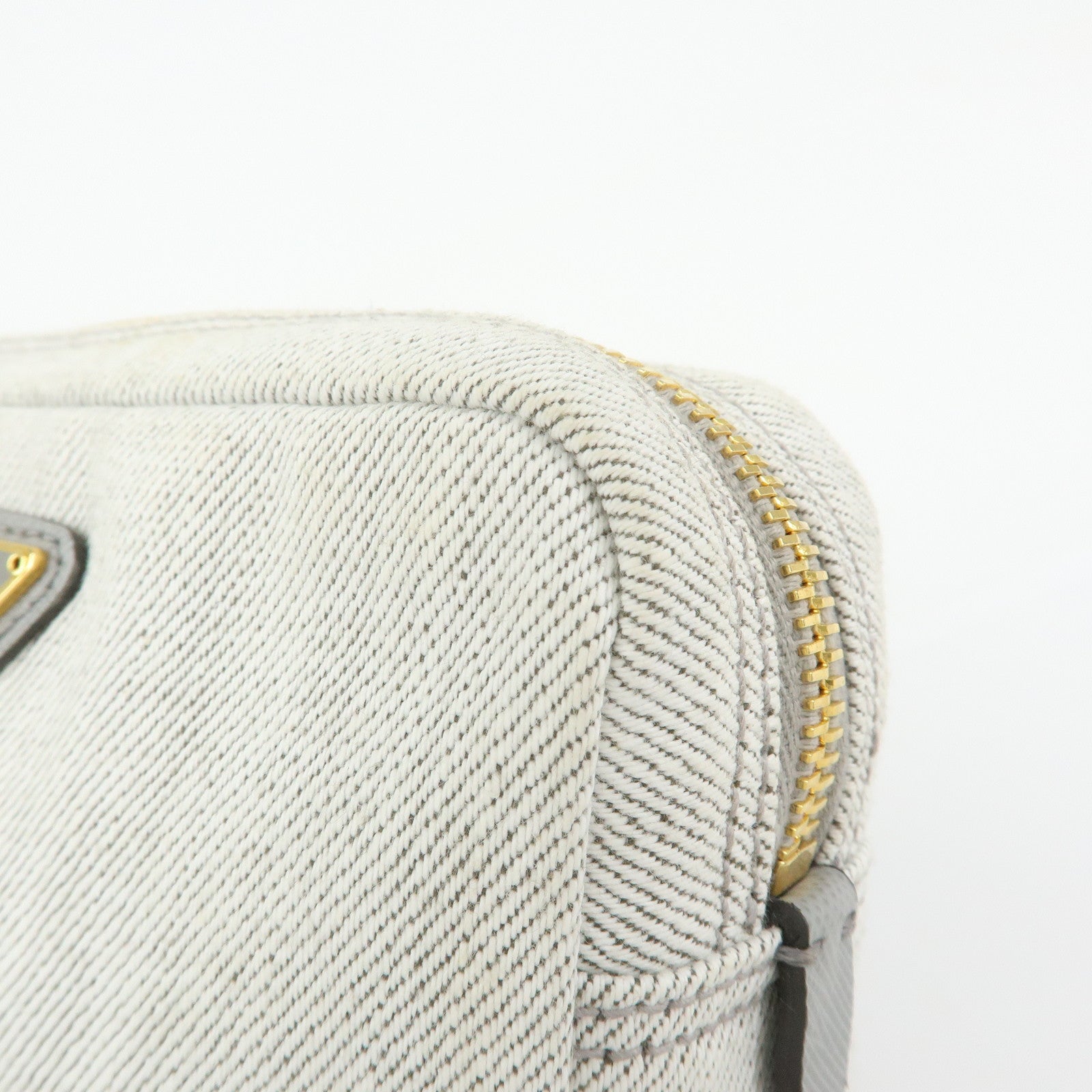 PRADA Triangle Logo Canvas Cosmetic Pouch Accessory Pouch Gray