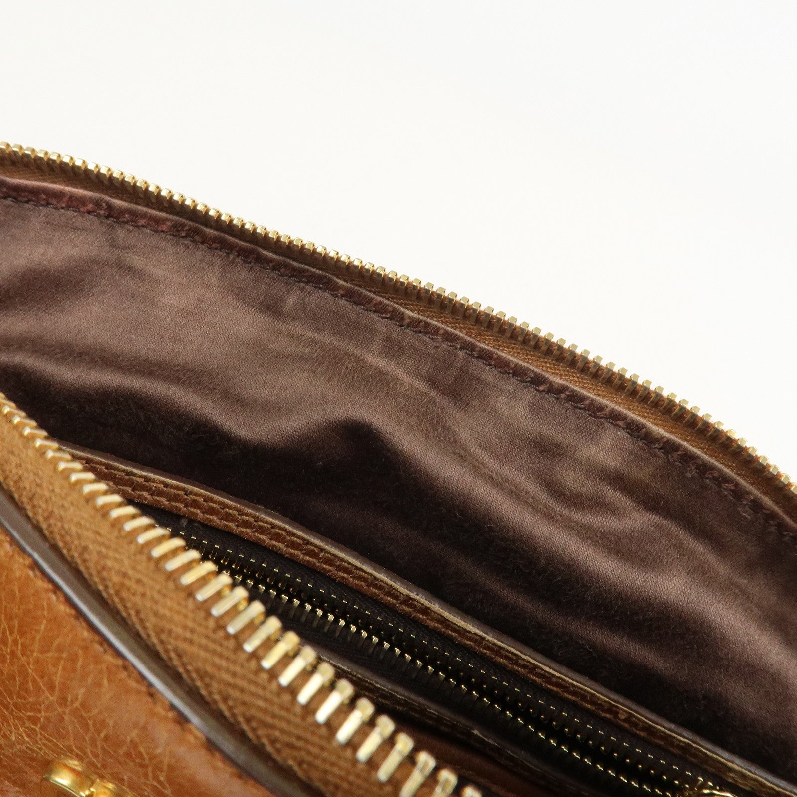 MIU MIU Side Ribbon Leather 2Way Bag Hand Bag Shoulder Bag Brown