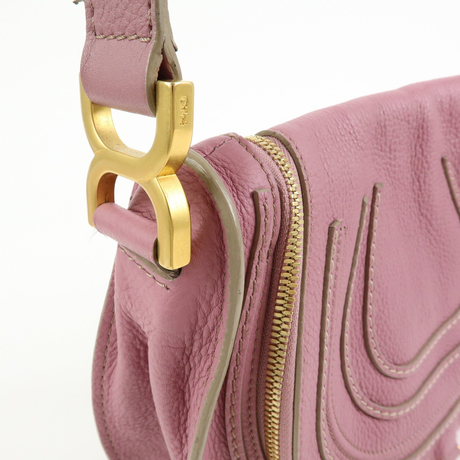 Chloe Marcie Leather Shoulder Bag Crossbody Bag Purple