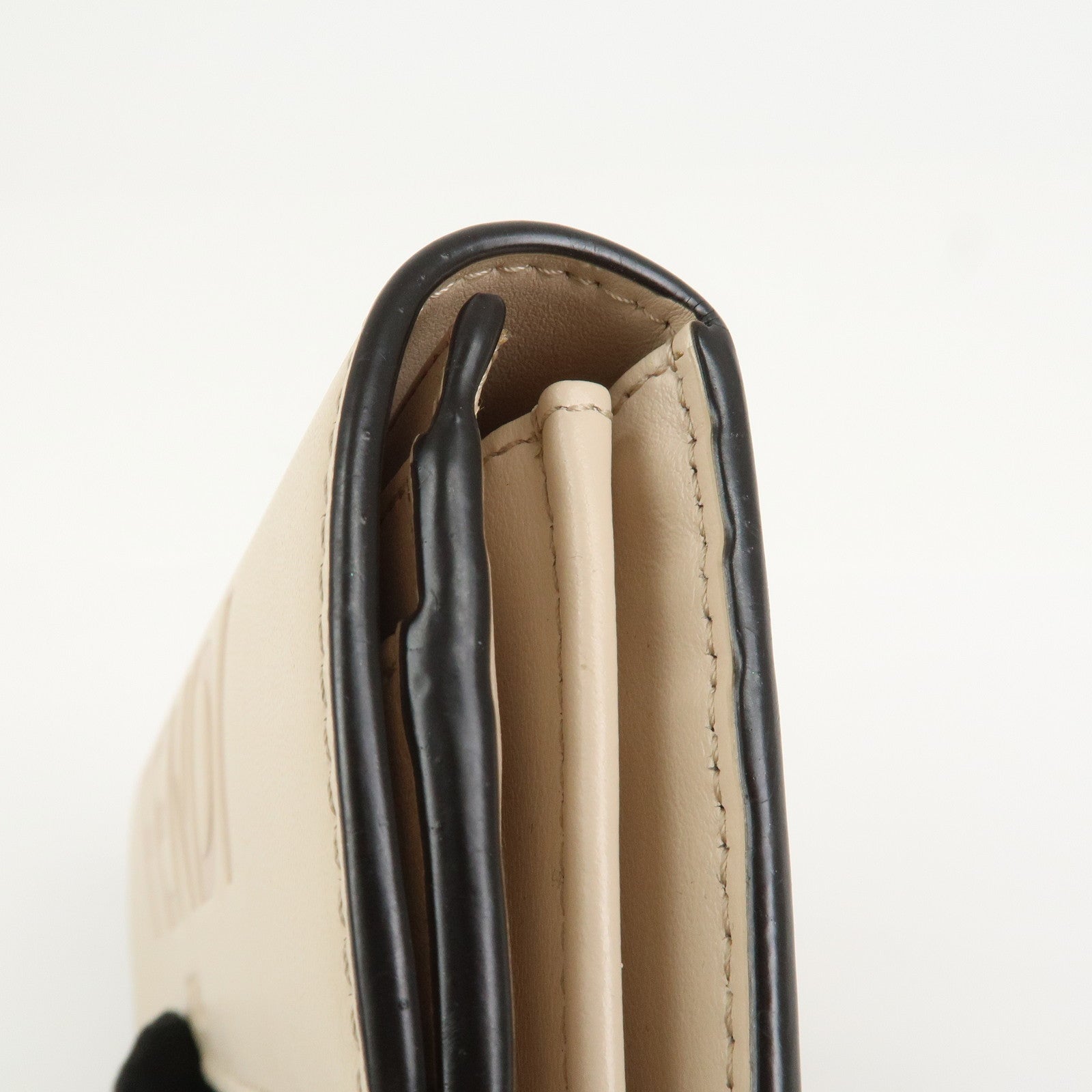 FENDI Logo Leather Flap Continental Long Wallet Beige 8M0251