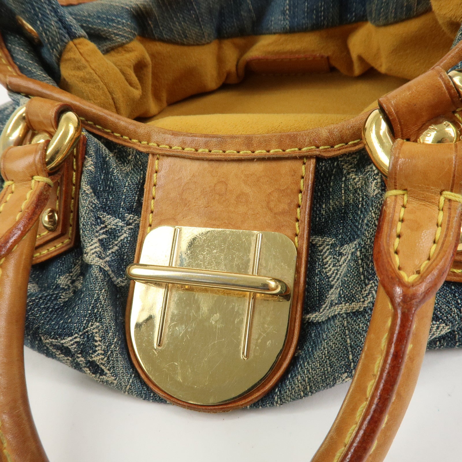 Louis Vuitton Monogram Denim Pleaty Hand Bag Blue M95020