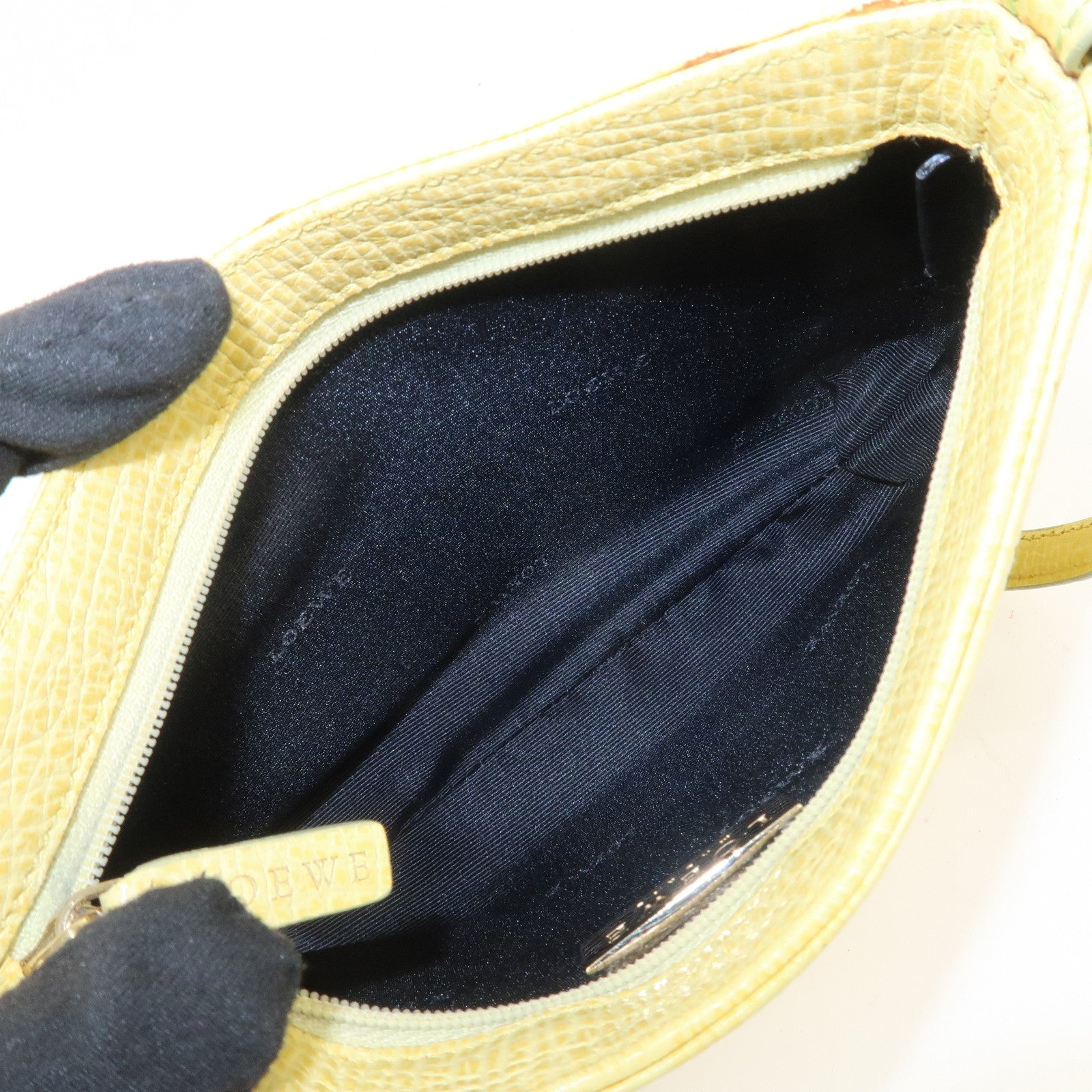 LOEWE Embossed Leather Hand Bag Shoulder Bag Yellow L21