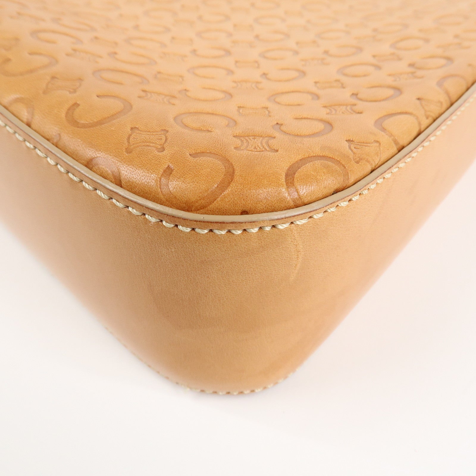 CELINE C Macadam Leather Shouler Bag Hand Bag Beige