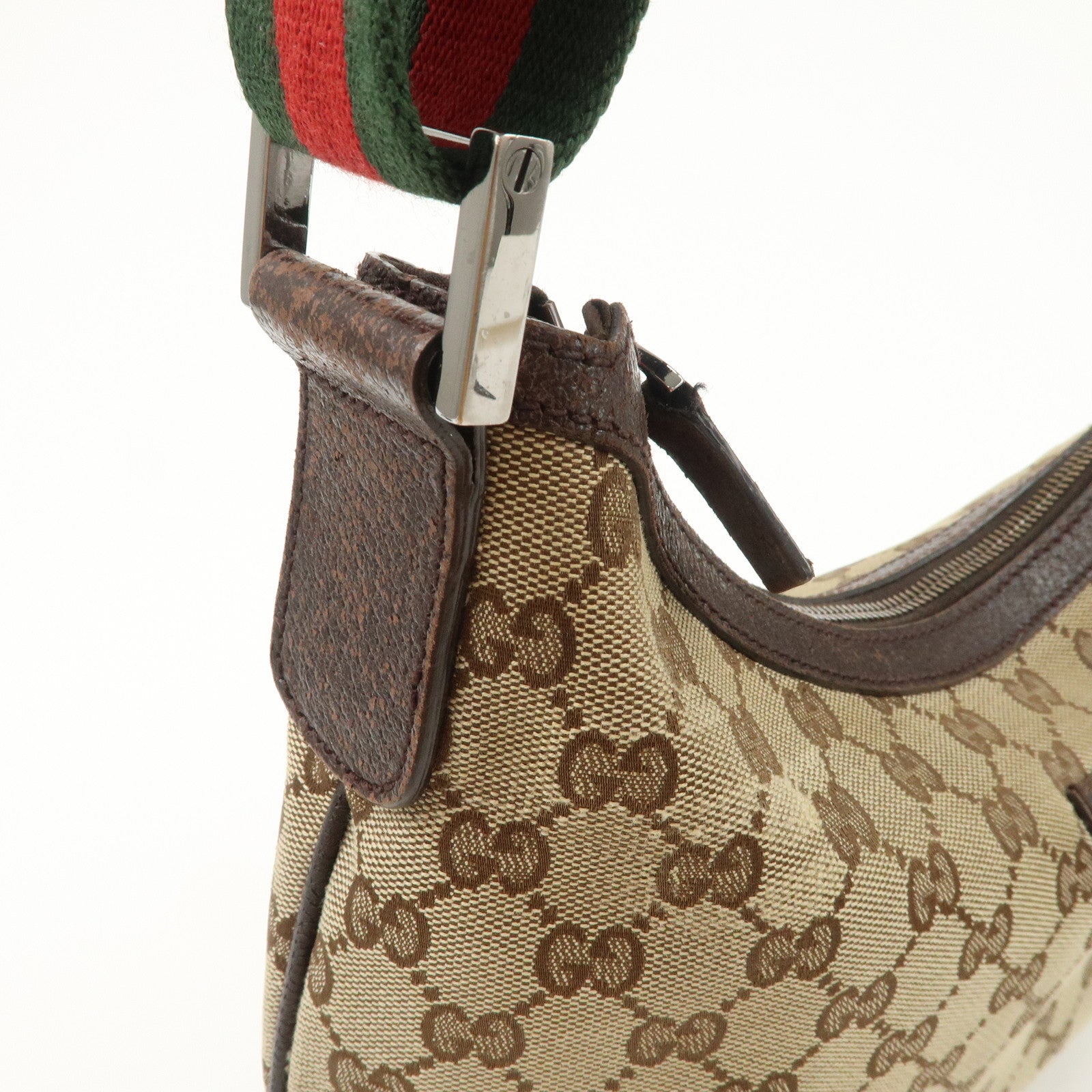 GUCCI Sherry GG Canvas Leather Shoulder Bag Beige Brown 181092