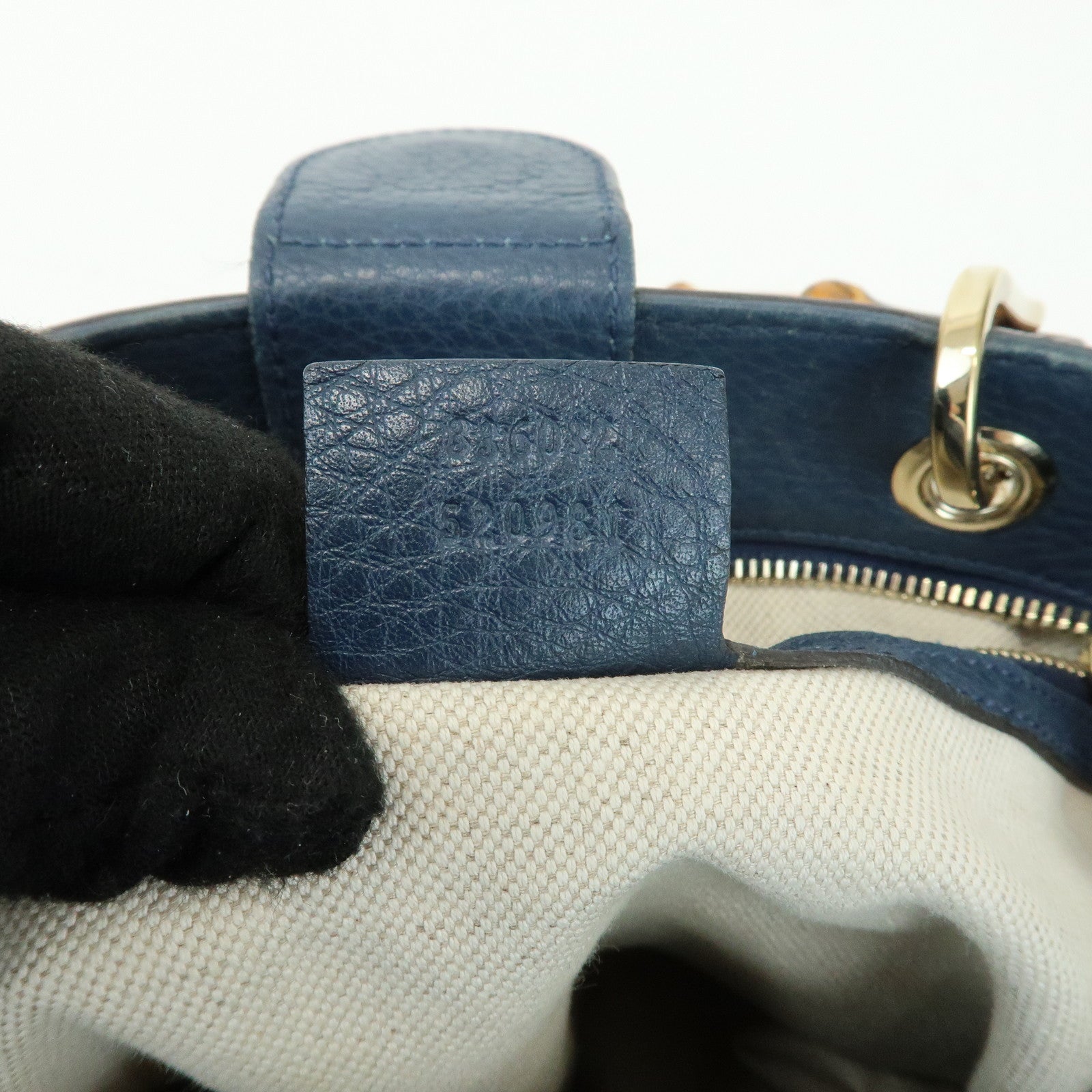 GUCCI Bamboo Shopper Small 2Way Bag Tote Shoulder Bag Navy 336032