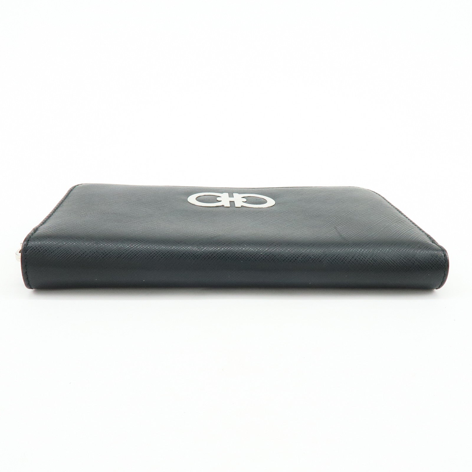 Ferragamo Ganchini Leather Long Wallet Black