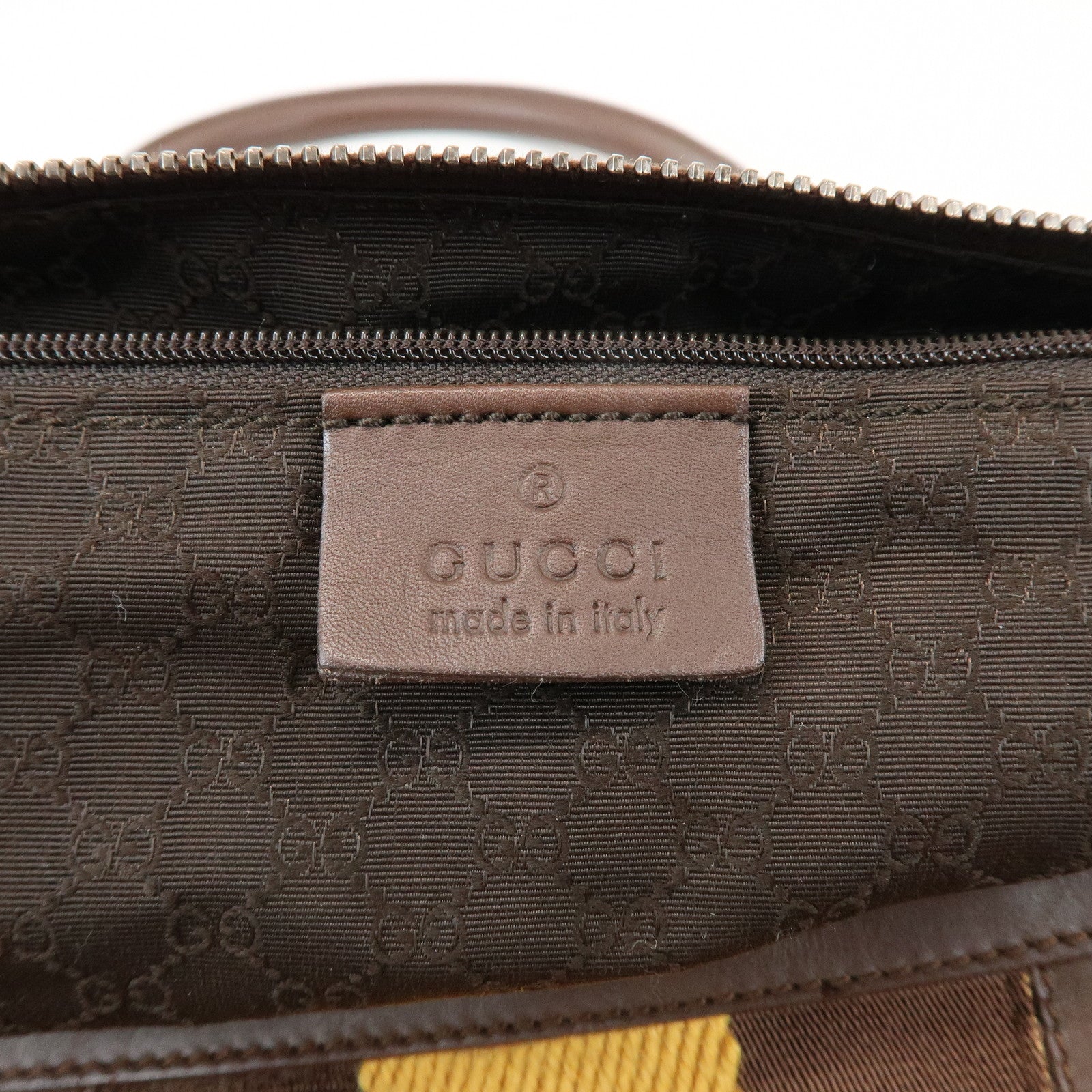 GUCCI Sherry Canvas Leather Boston Hand Bag Brown 000.0846.200047