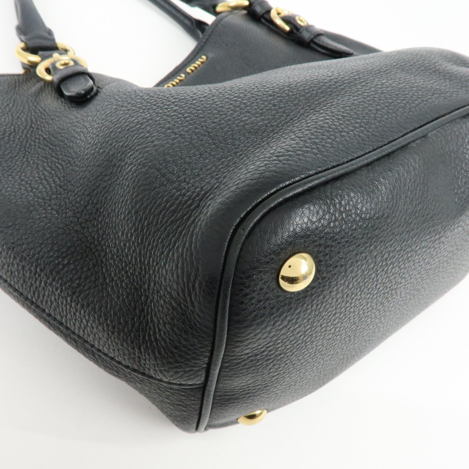 MIU MIU Vittello Phoenix Leather 2Way Hand Shoulder Bag 5BE886