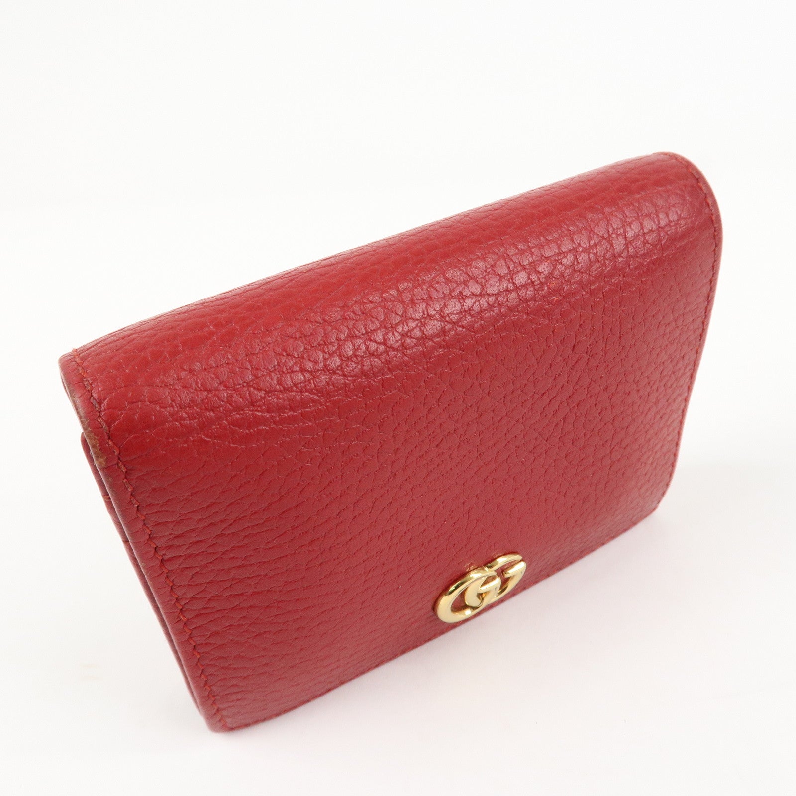 GUCCI GG Marmont Leather Bi-Fold Wallet Red 456126 Used
