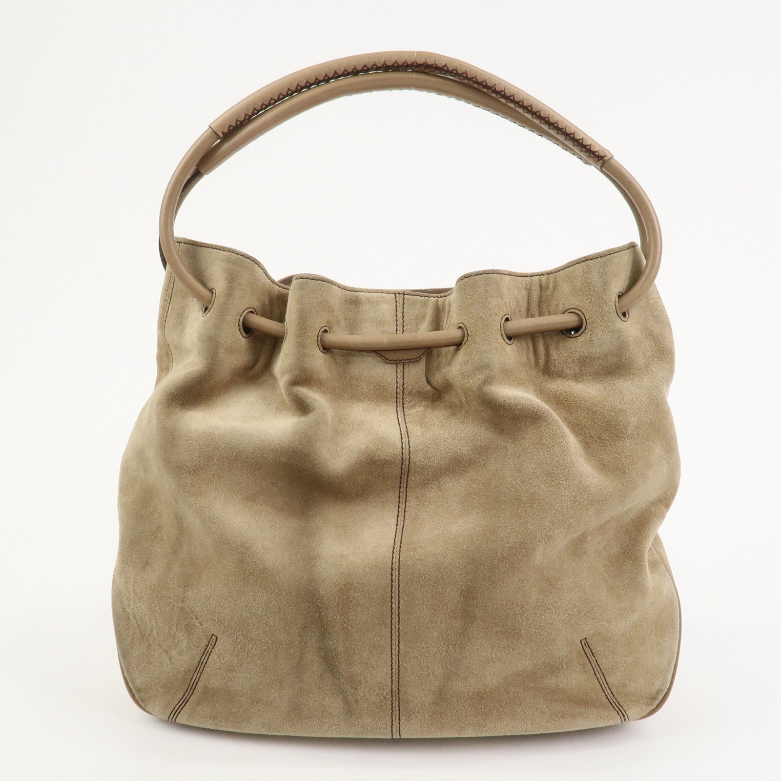 Ferragamo Suede Shoulder Bag Hand Bag Beige