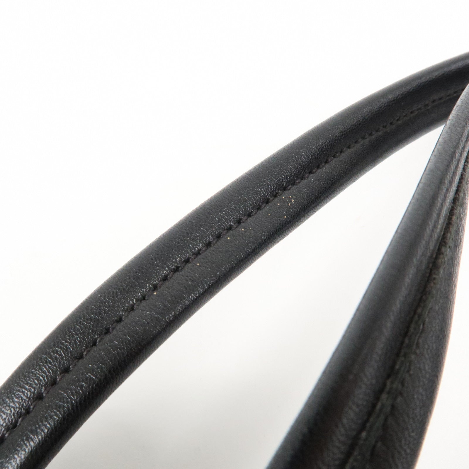 PRADA Leather Ribbon Shoulder Bag Hand Bag Black Brown Used