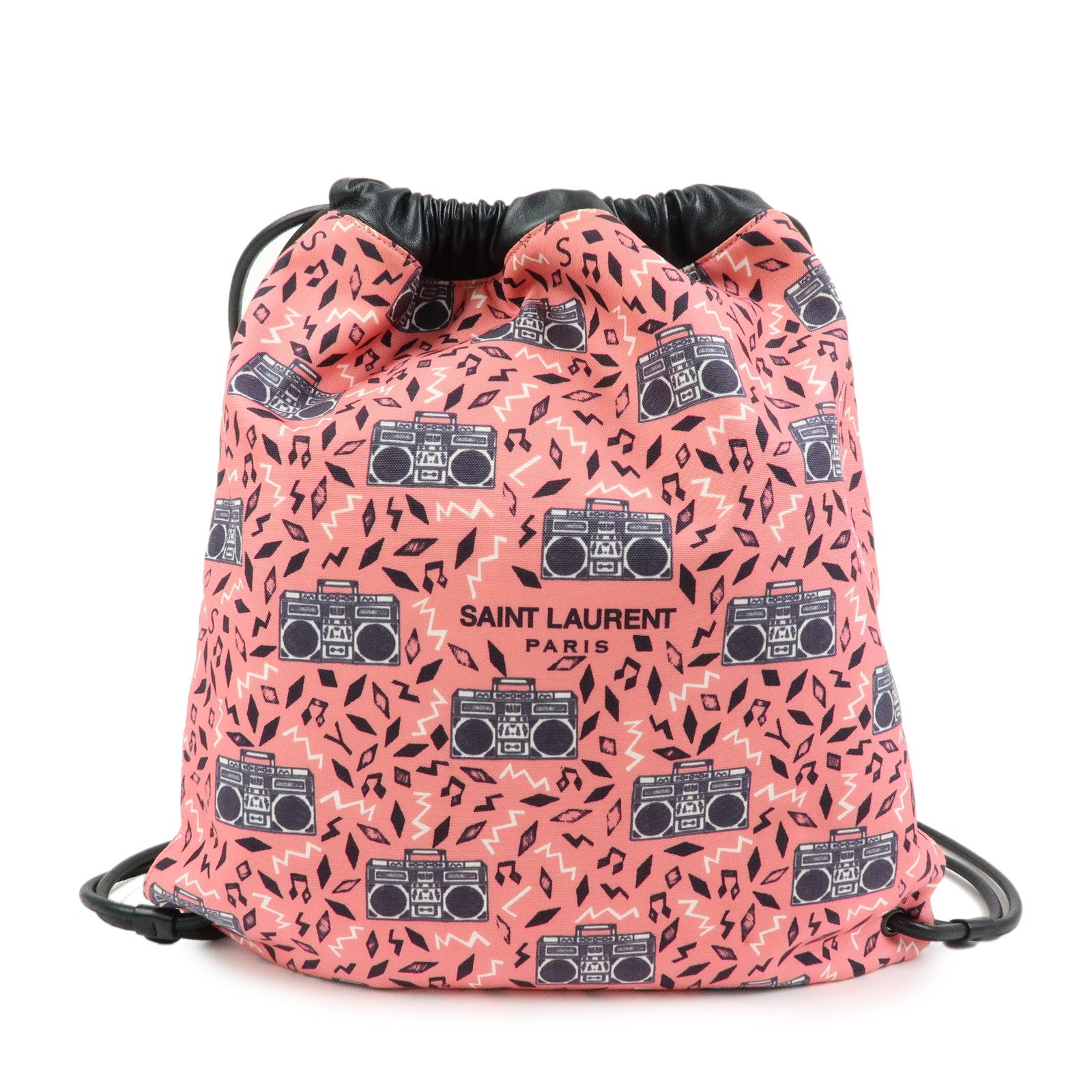 SAINT LAURENT PARIS Canvas Lamb Skin Teddy Bag Backpack Pink 553919
