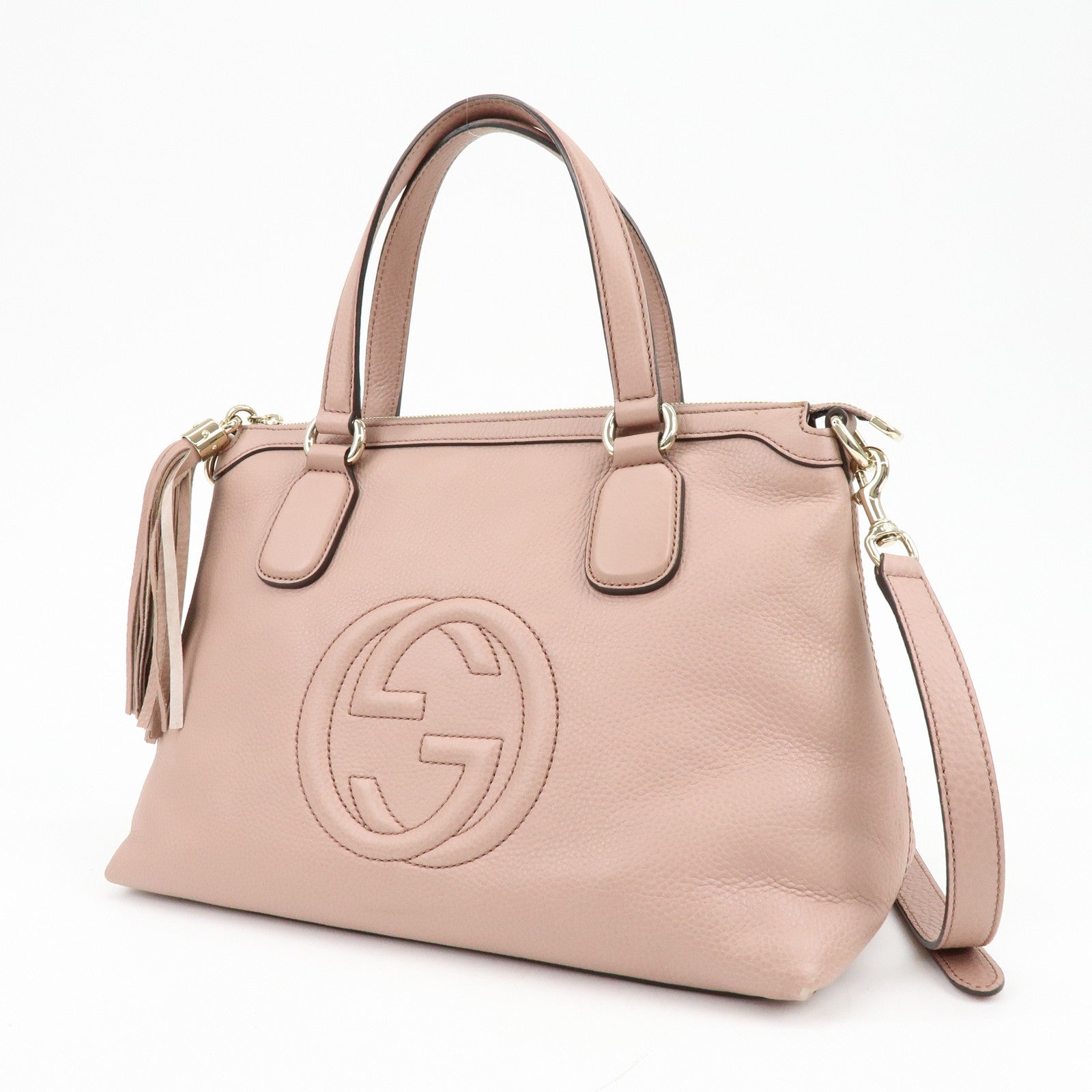 GUCCI SOHO Interlocking G Leather 2Way Hand Bag Pink 308362
