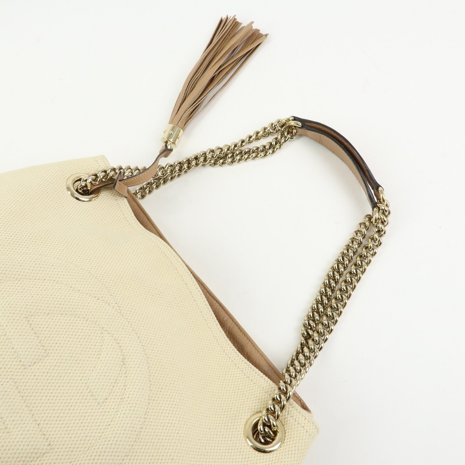 GUCCI SOHO Interlocking G Canvas Leather Chain Shoulder Bag 308982