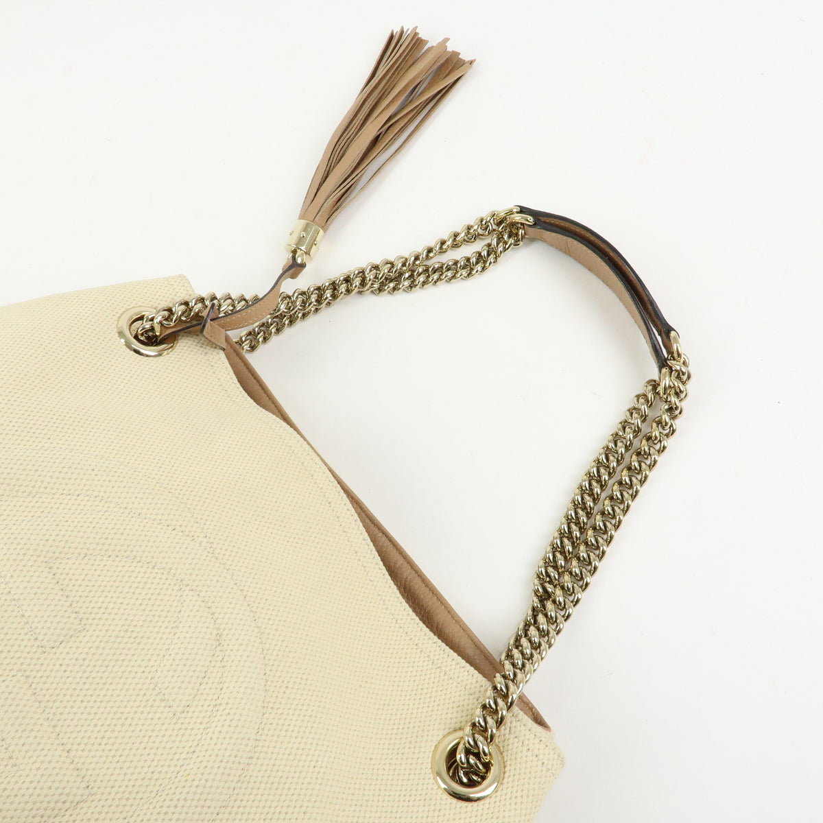 GUCCI SOHO Interlocking G Canvas Leather Chain Shoulder Bag 308982
