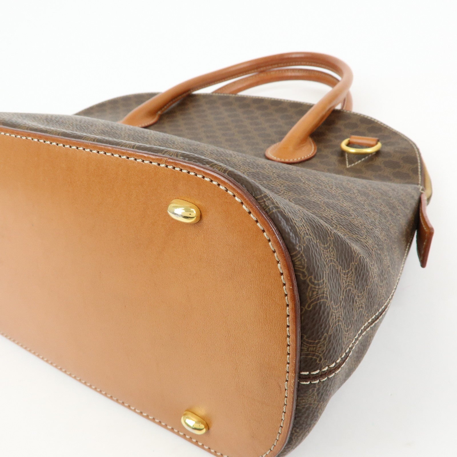 CELINE Macadam PVC Leather 2Way Bag Hand Bag Brown