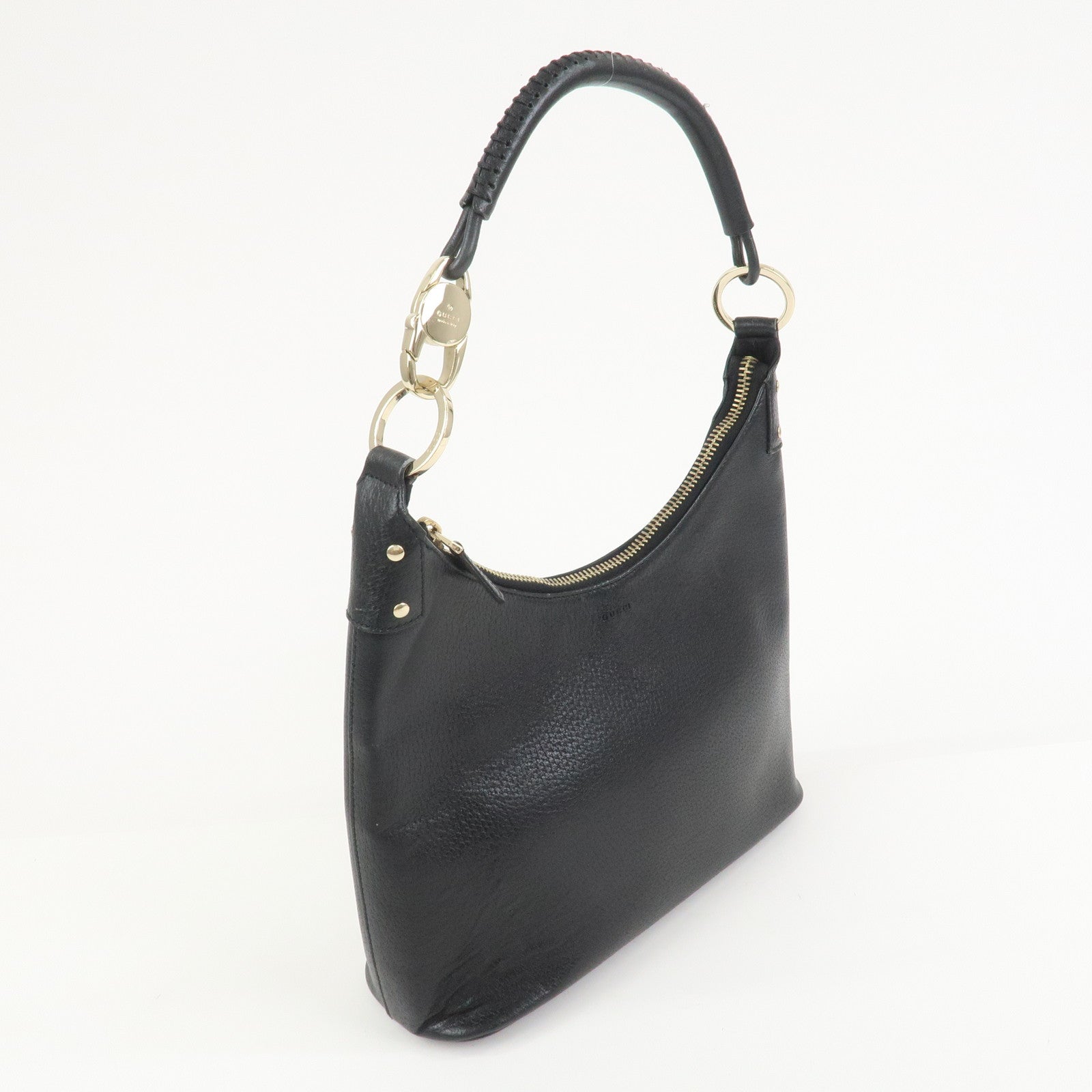 GUCCI Leather Shoulder Bag Hand Bag Black 115003