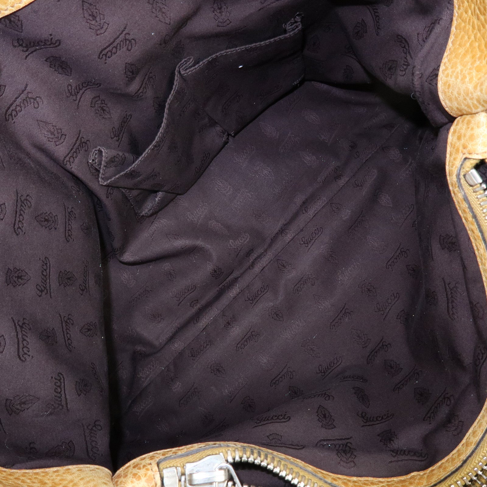 GUCCI Bamboo GG Canvas Leather Tote Bag Beige Yellow 232947