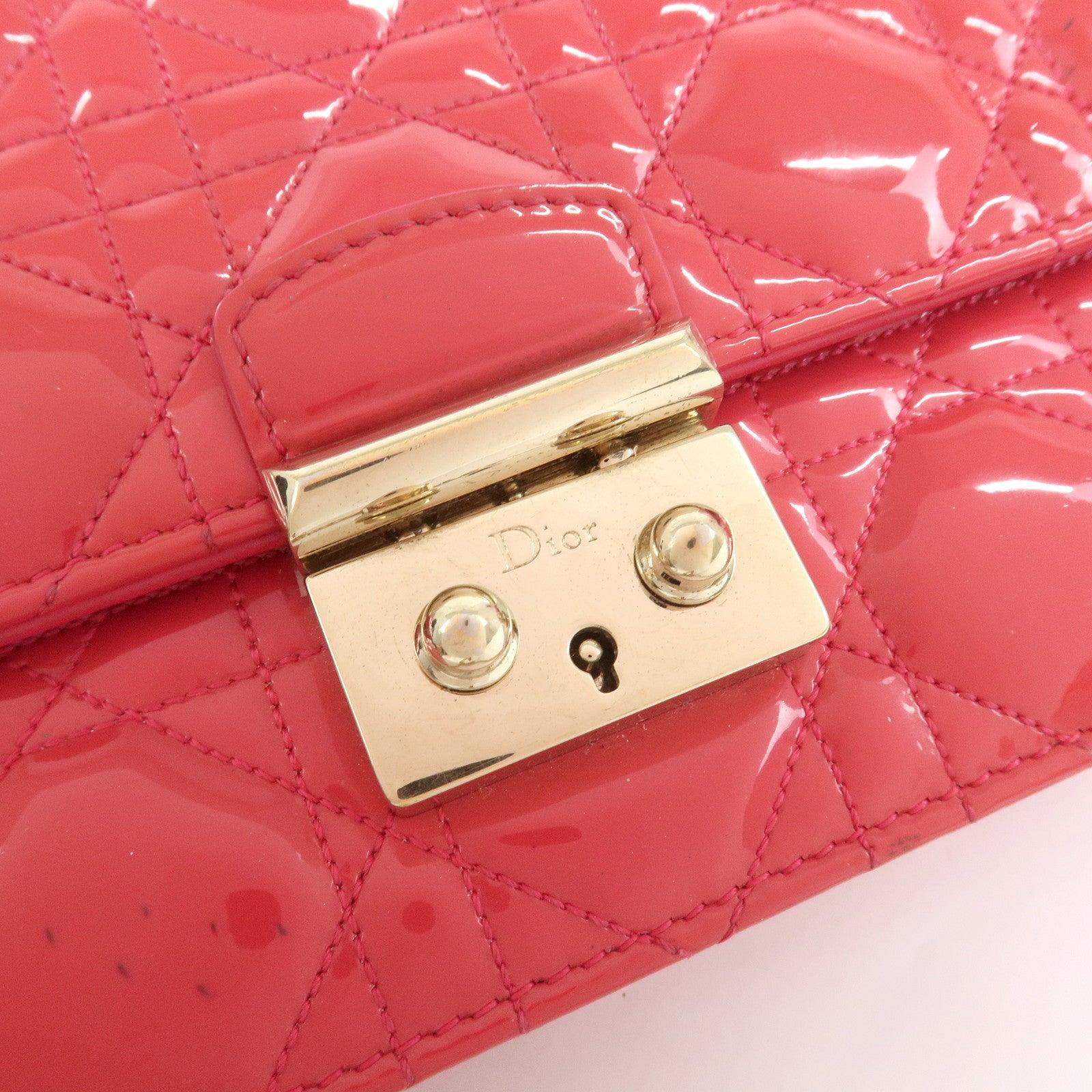 Christian Dior Cannage New Lock Patent Leather Chain Shoulder Bag