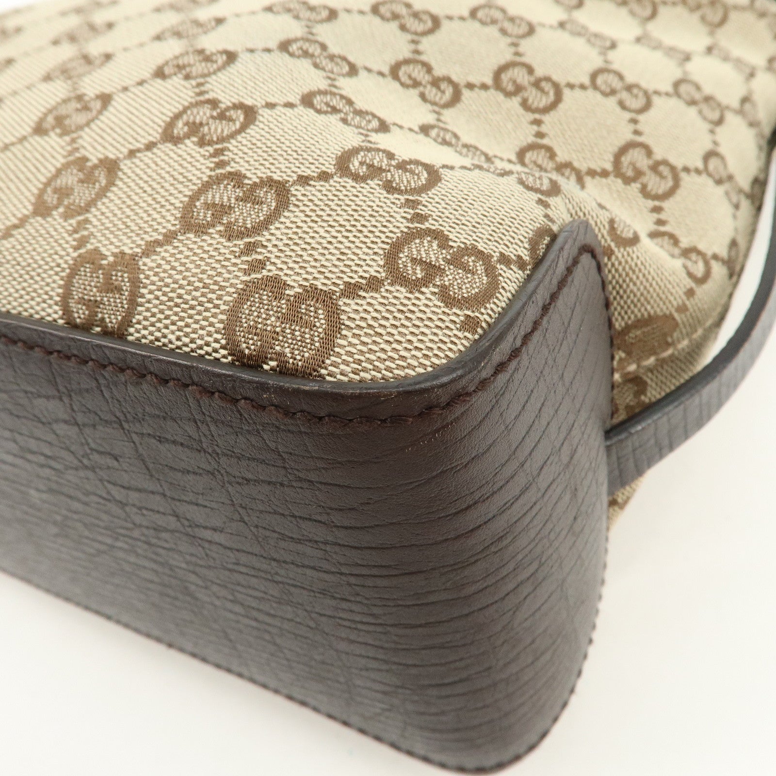 GUCCI GG Monogram Canvas Leather Tote Bag Shoulder Bag Beige 107757