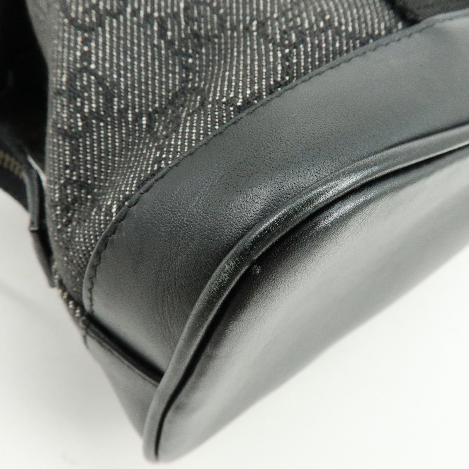 GUCCI GG Canvas Leather Hand Bag Boston Bag Black 92734