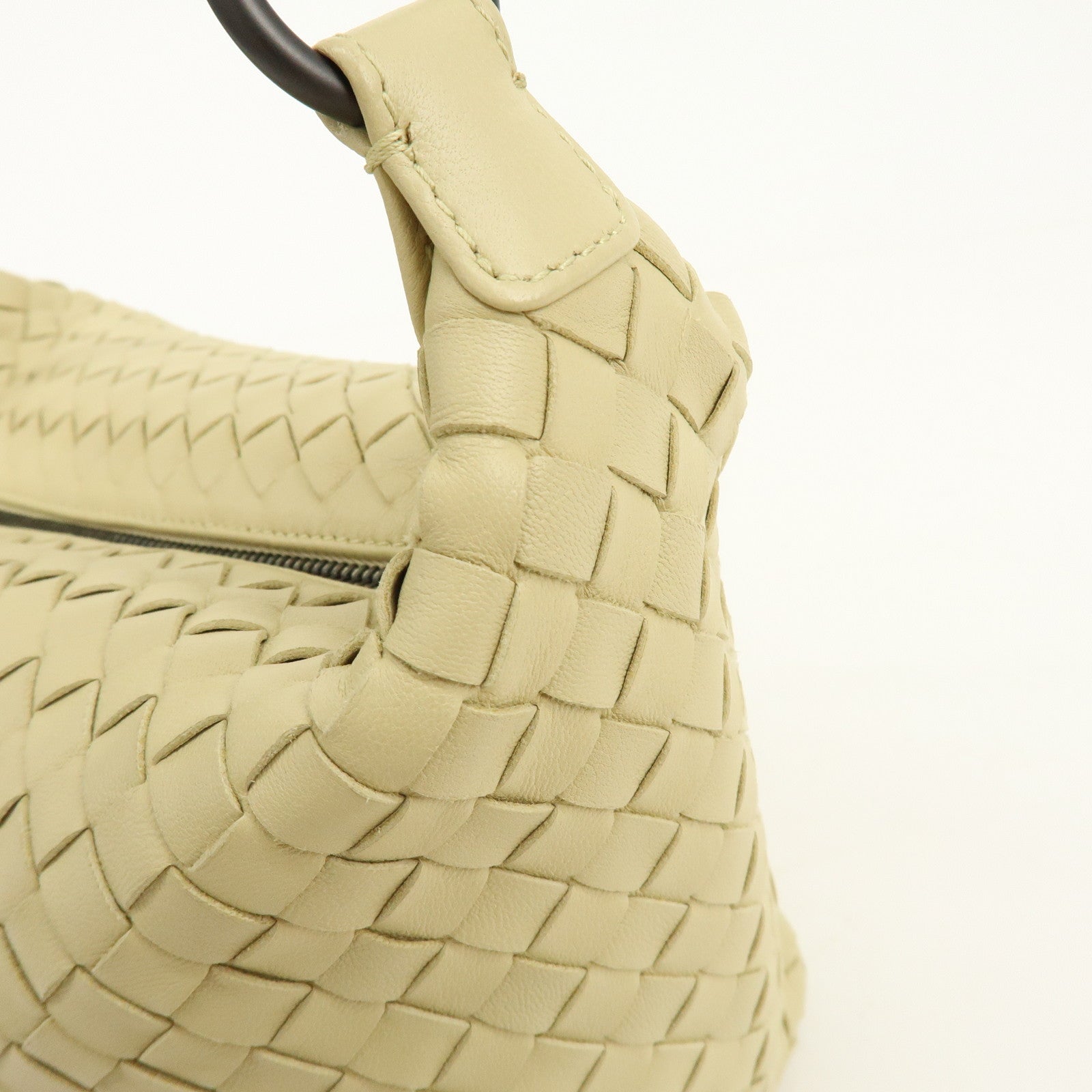 BOTTEGA VENETA Hobo Intrecciato Leather Shoulder Bag Beige 239988