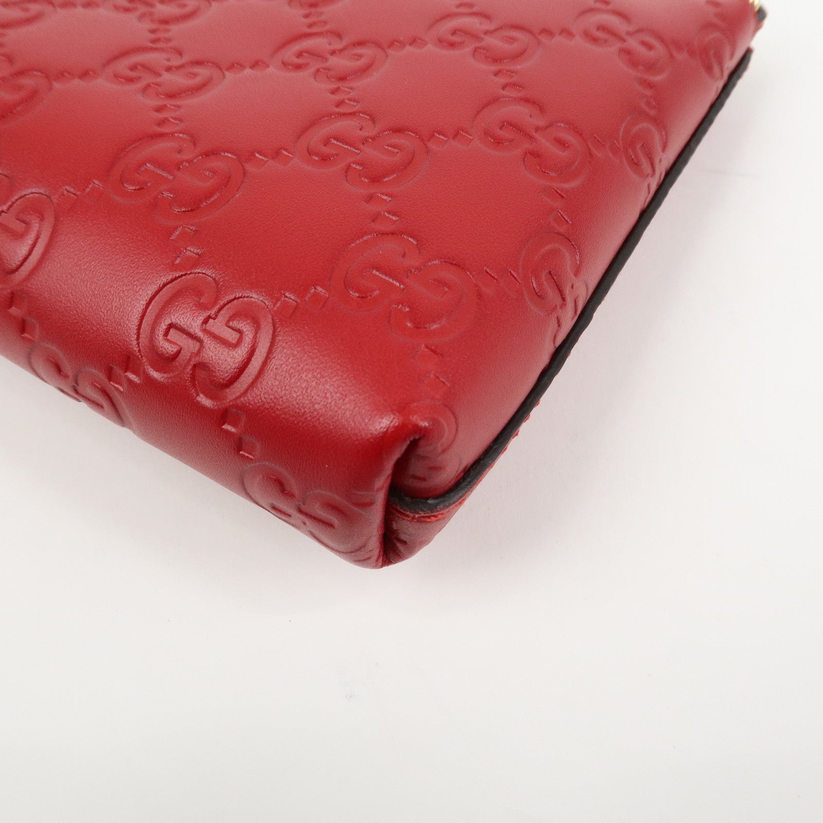 GUCCI Guccissima Leather Chain Shoulder Bag Pouch Red 428449