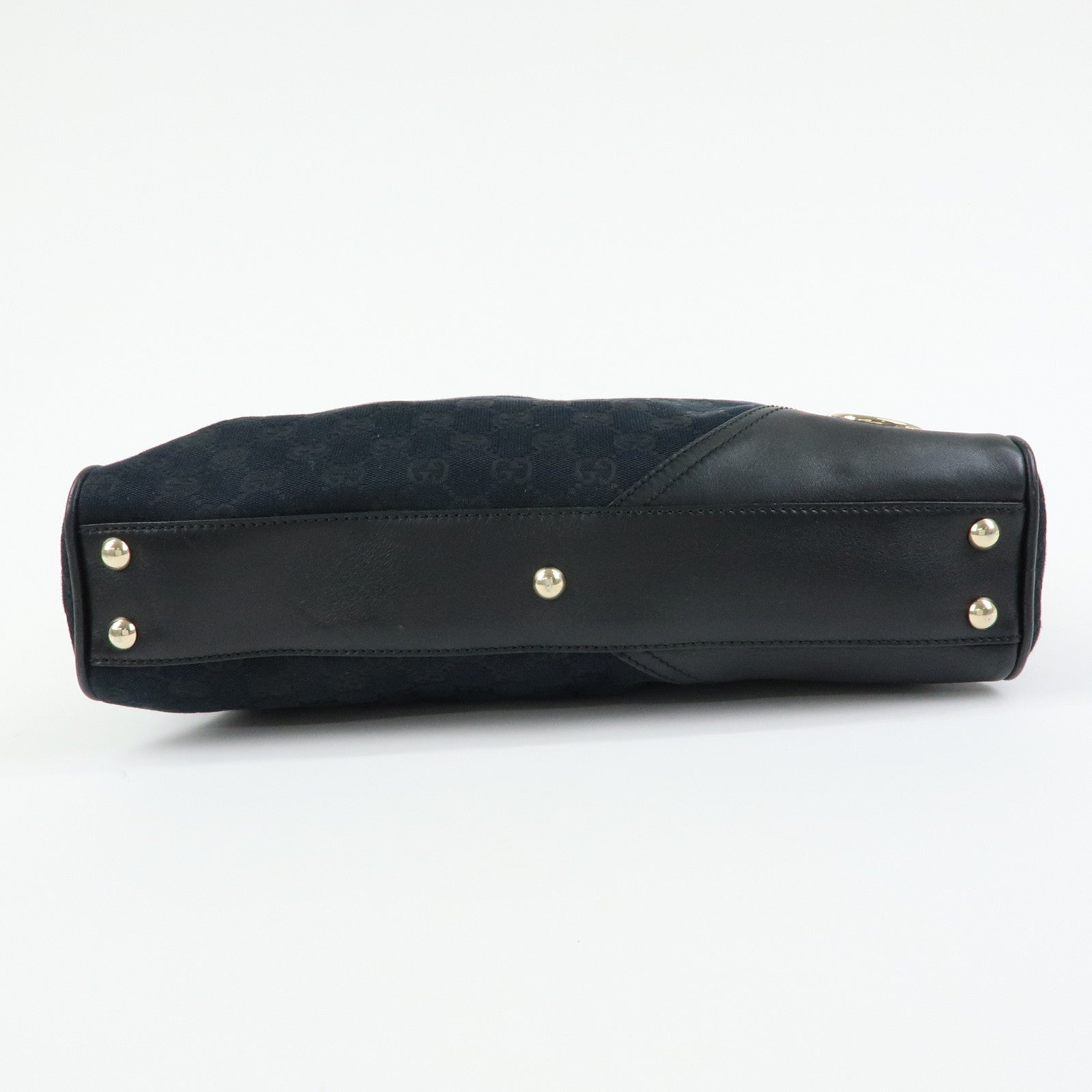 GUCCI Interlocking G Abbey GG Canvas Leather Tote Bag Black 169971