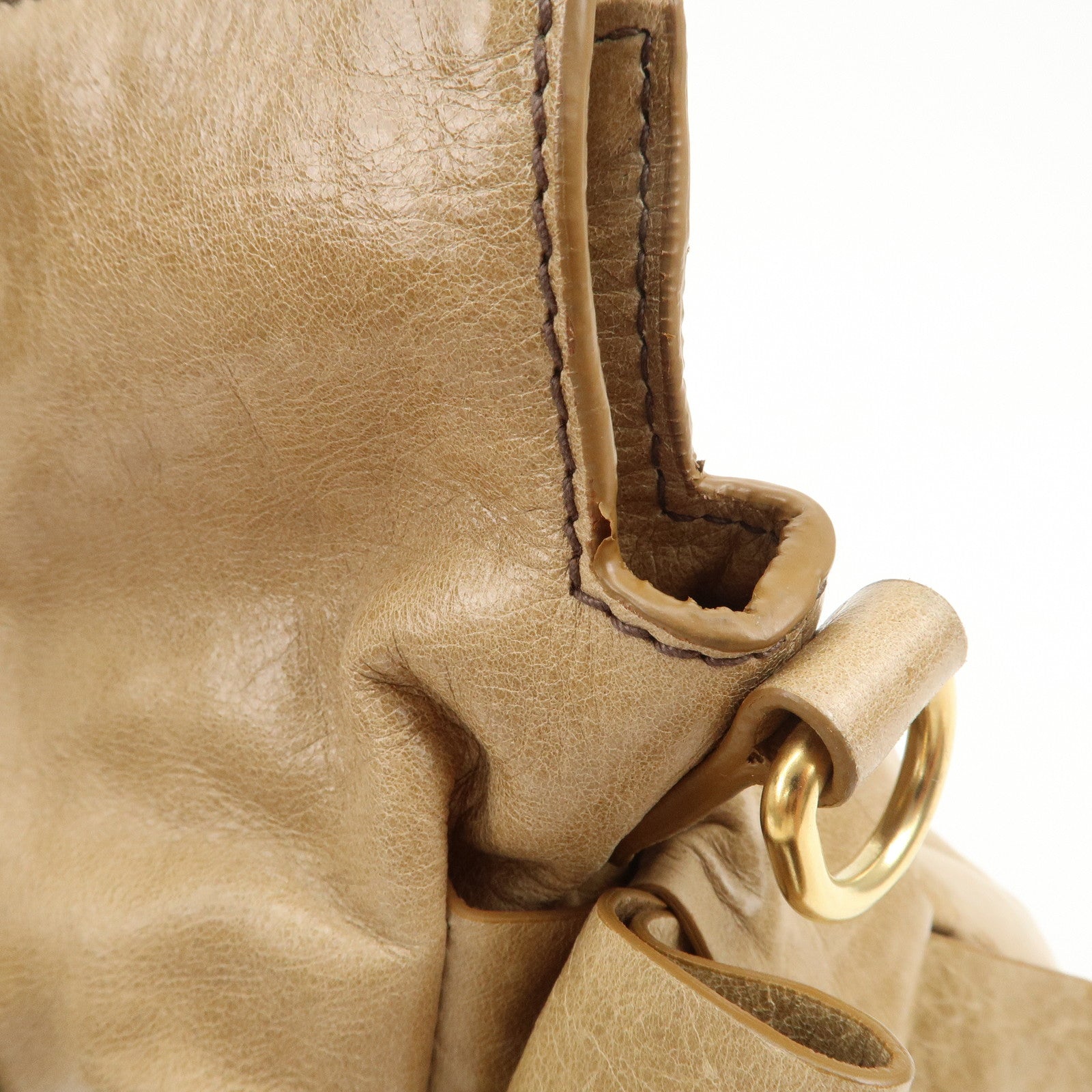 MIU MIU Leather Ribbon 2Way Bag Hand Bag Shoulder Bag Beige RT0365