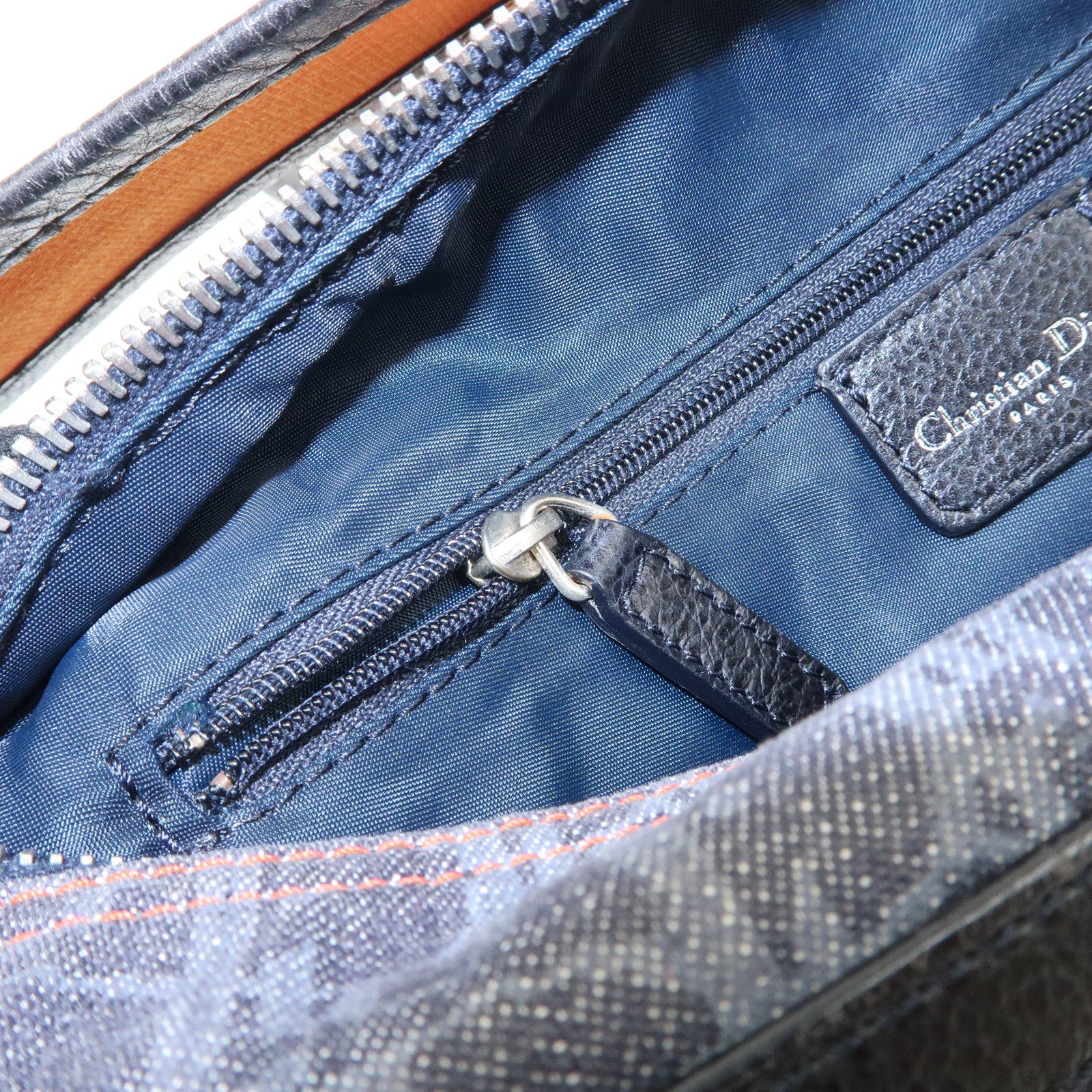 Christian Dior Flight Line Trotter Denim Leather Shoulder Bag