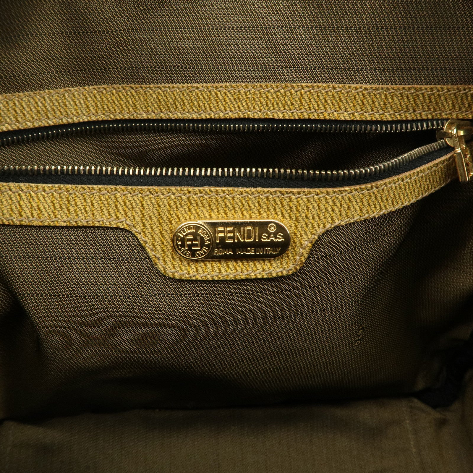 FENDI Leather Canvas 2Way Bag Hand Bag Zebra Print Black Brown Used
