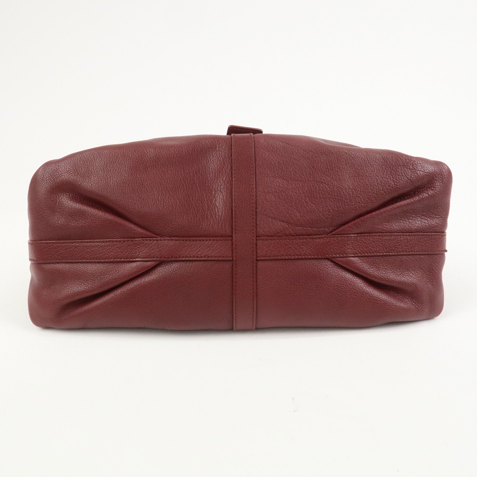 BVLGARI Chandra Leather Shoulder Bag Hand Bag Bordeaux
