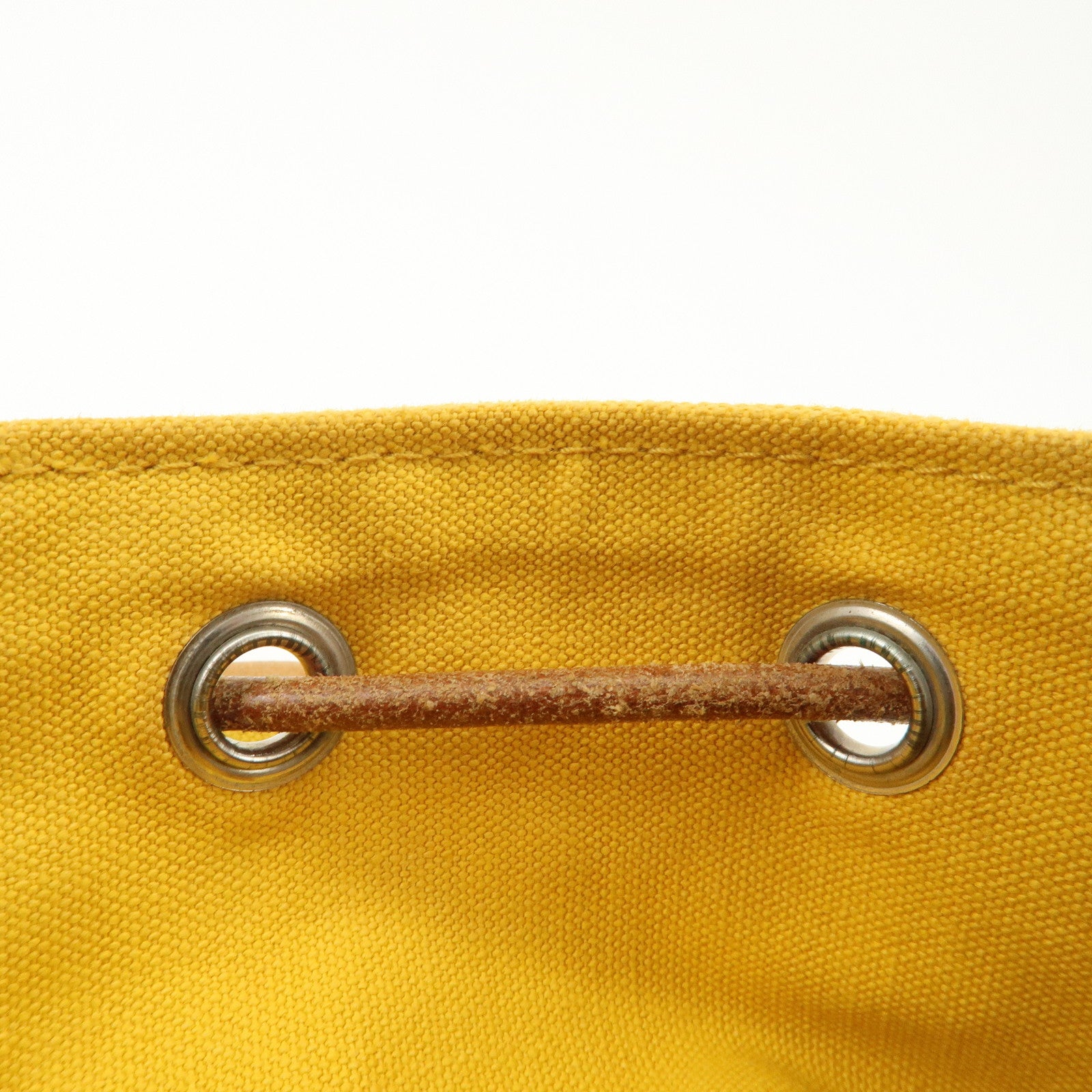 HERMES Porochon Mimil Canvas Leather PM Shoulder Bag Yellow Used