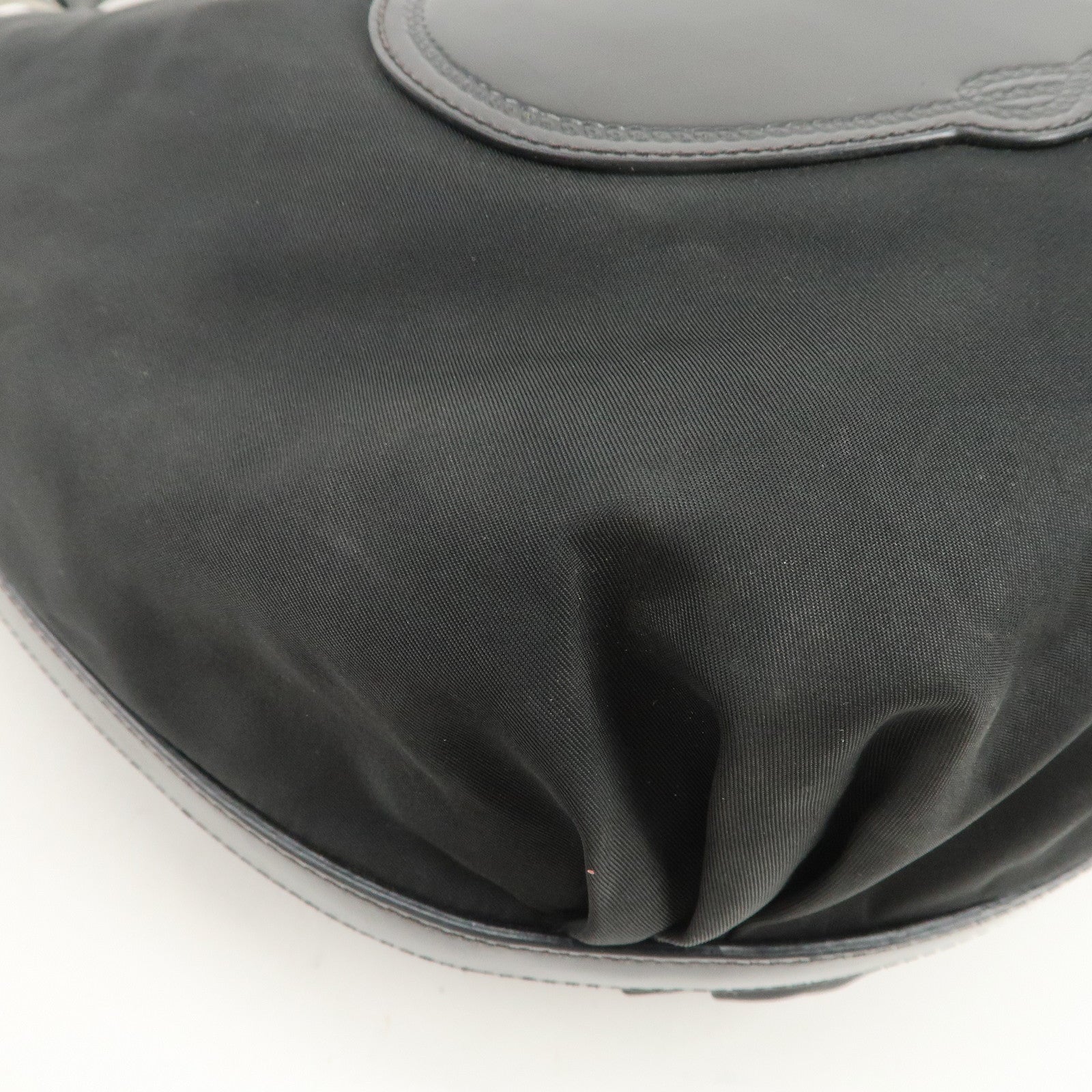 PRADA Logo Nylon Leather Shoulder Bag Hand Bag Black BR3287
