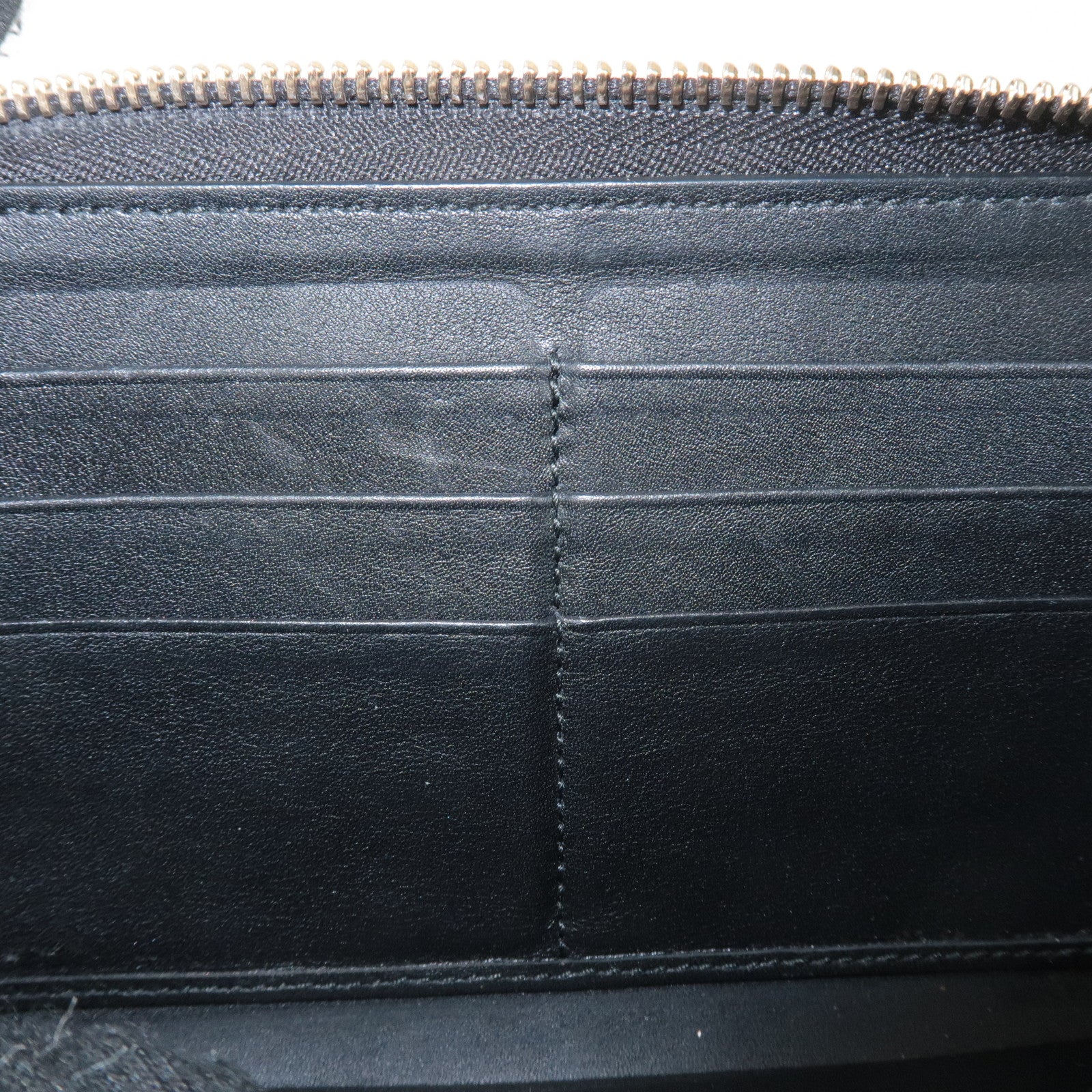 GUCCI Micro Guccissima Leather Zip Around Long Wallet Black 449391 Used