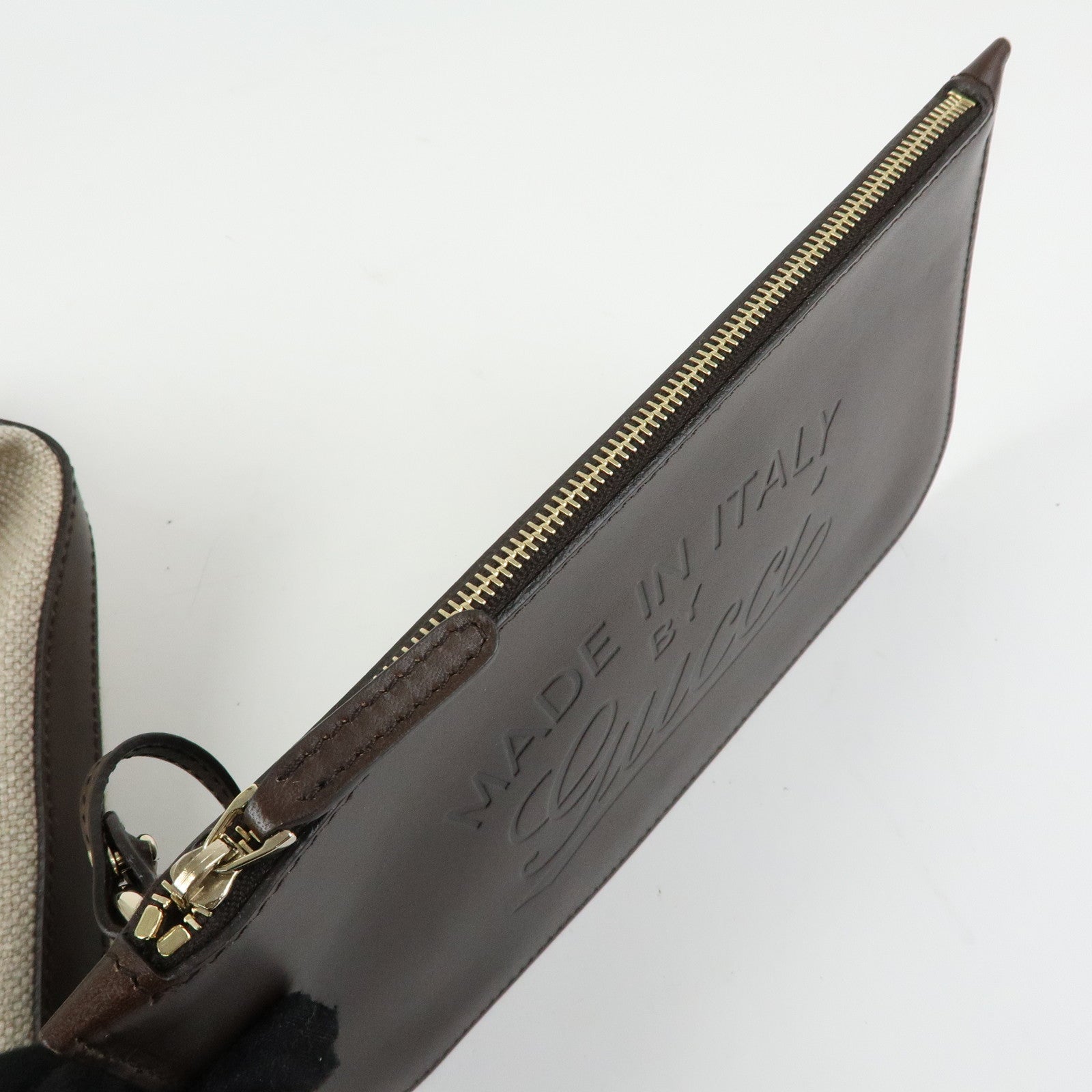 GUCCI GUCCI Craft Canvas Leather Tote Bag Beige Brown 247207