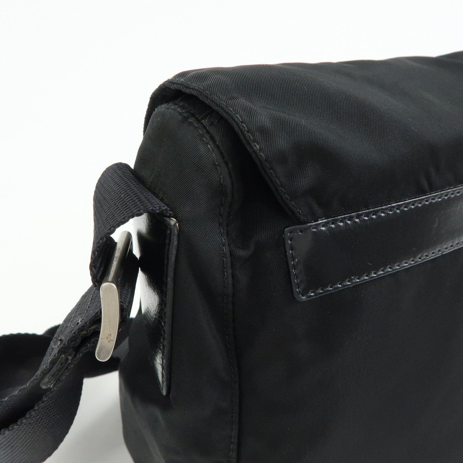 PRADA Triangle Logo Nylon Shoulder Bag Crossbody Bag Black BT8994