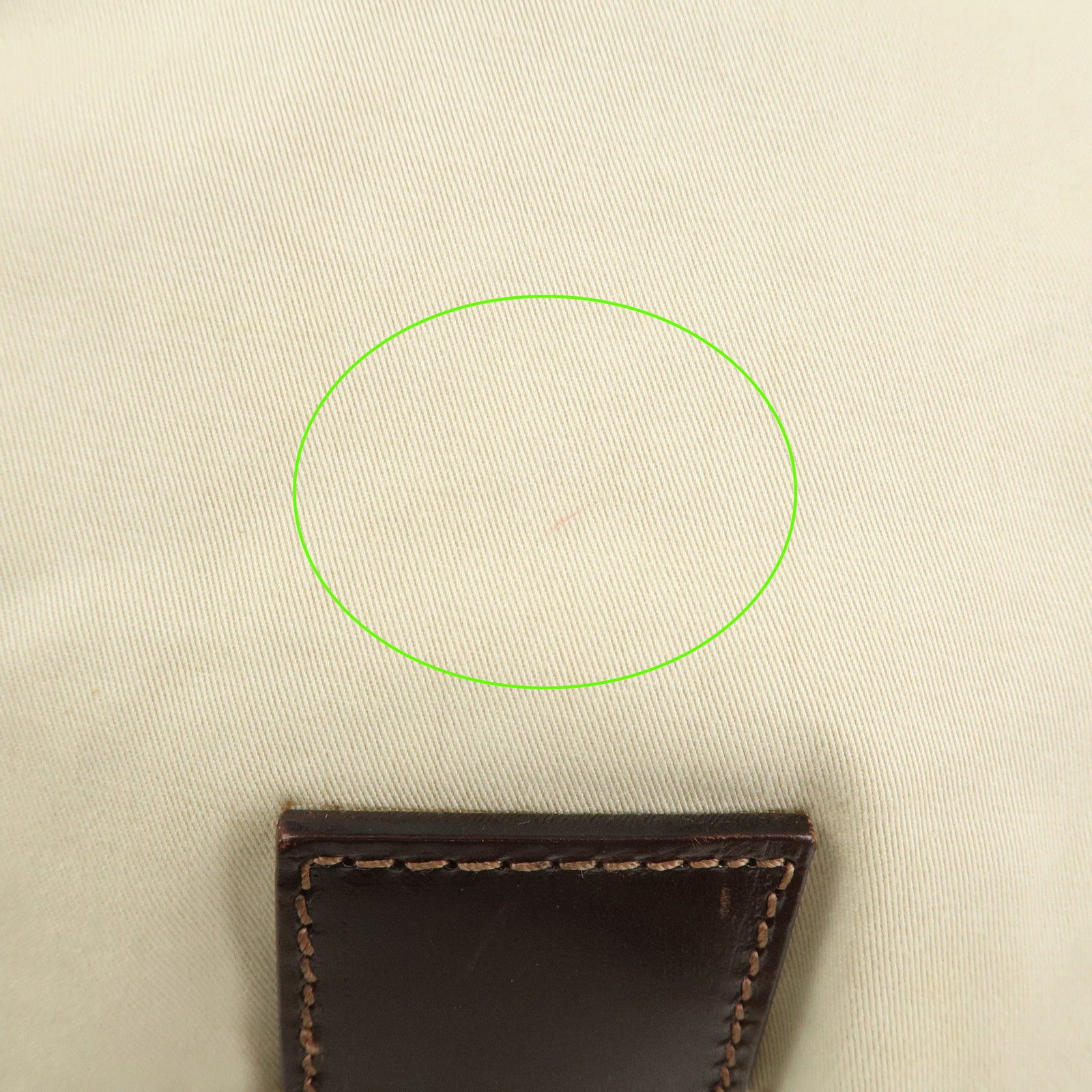 FENDI Mamma Baguette Canvas Leather Shoulder Bag Ivory Brown 26325