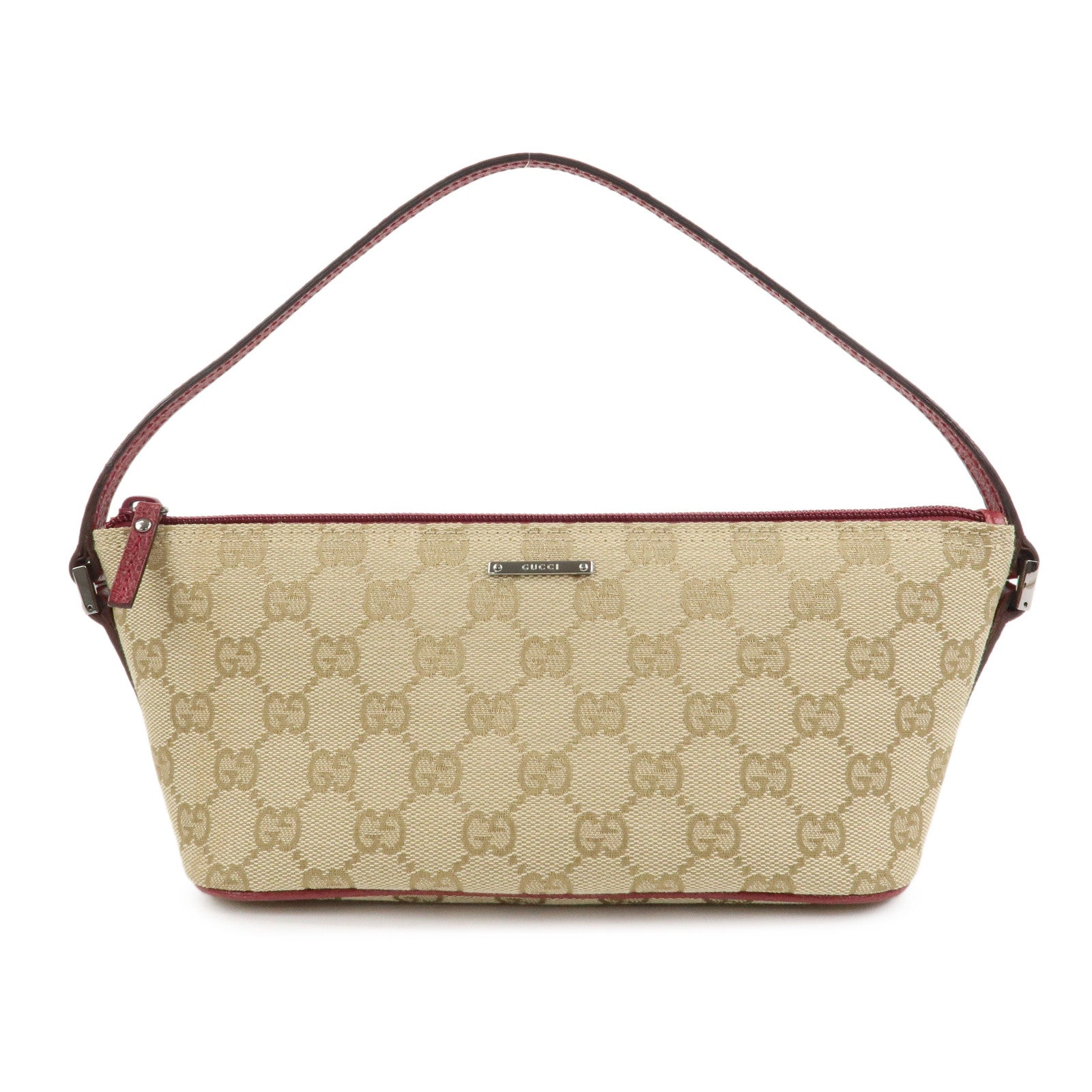 GUCCI Boat Bag GG Canvas Leather Hand Bag Light Brown 07198