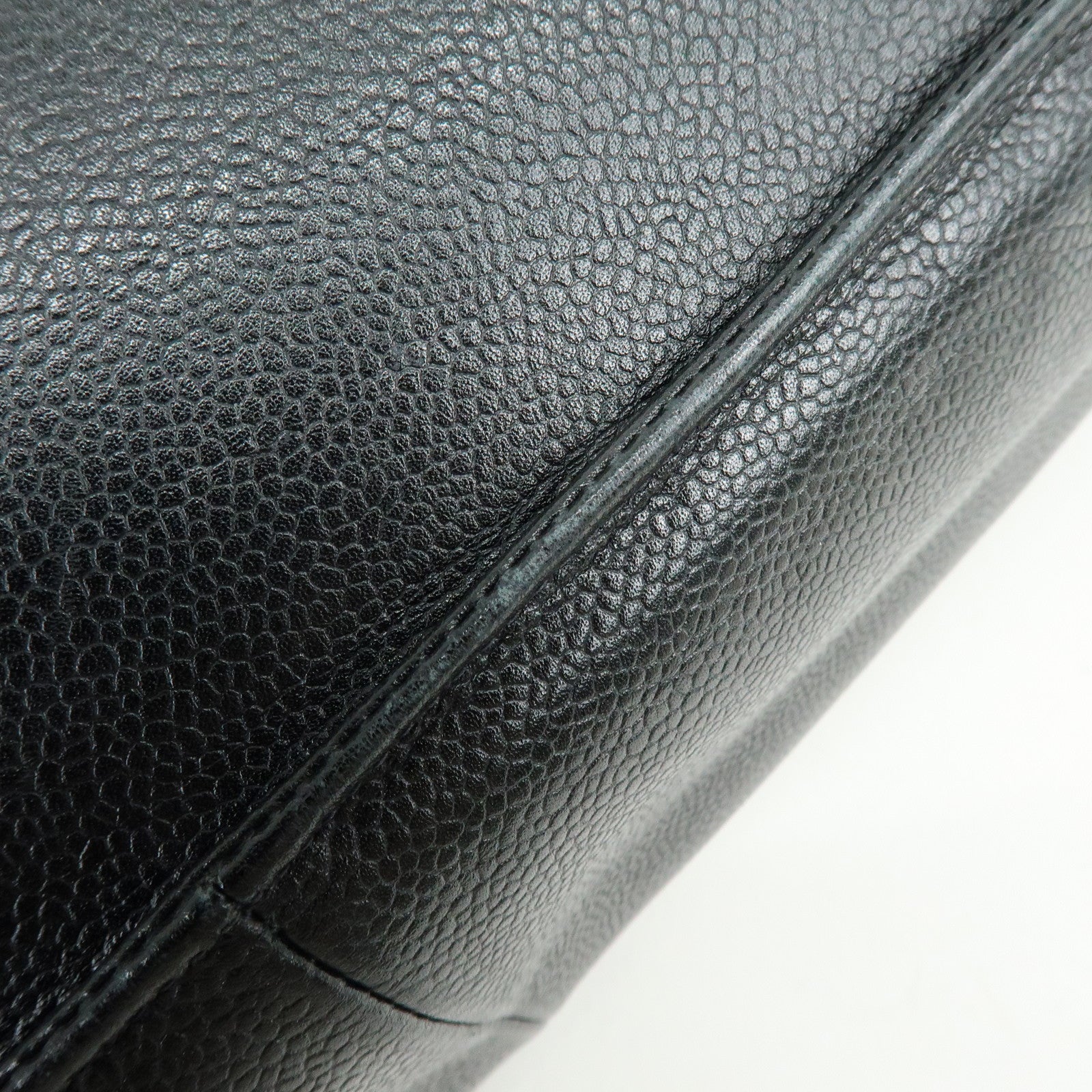 CHANEL COCO Mark Caviarskin Tote Bag Chain Shoulder Bag Black