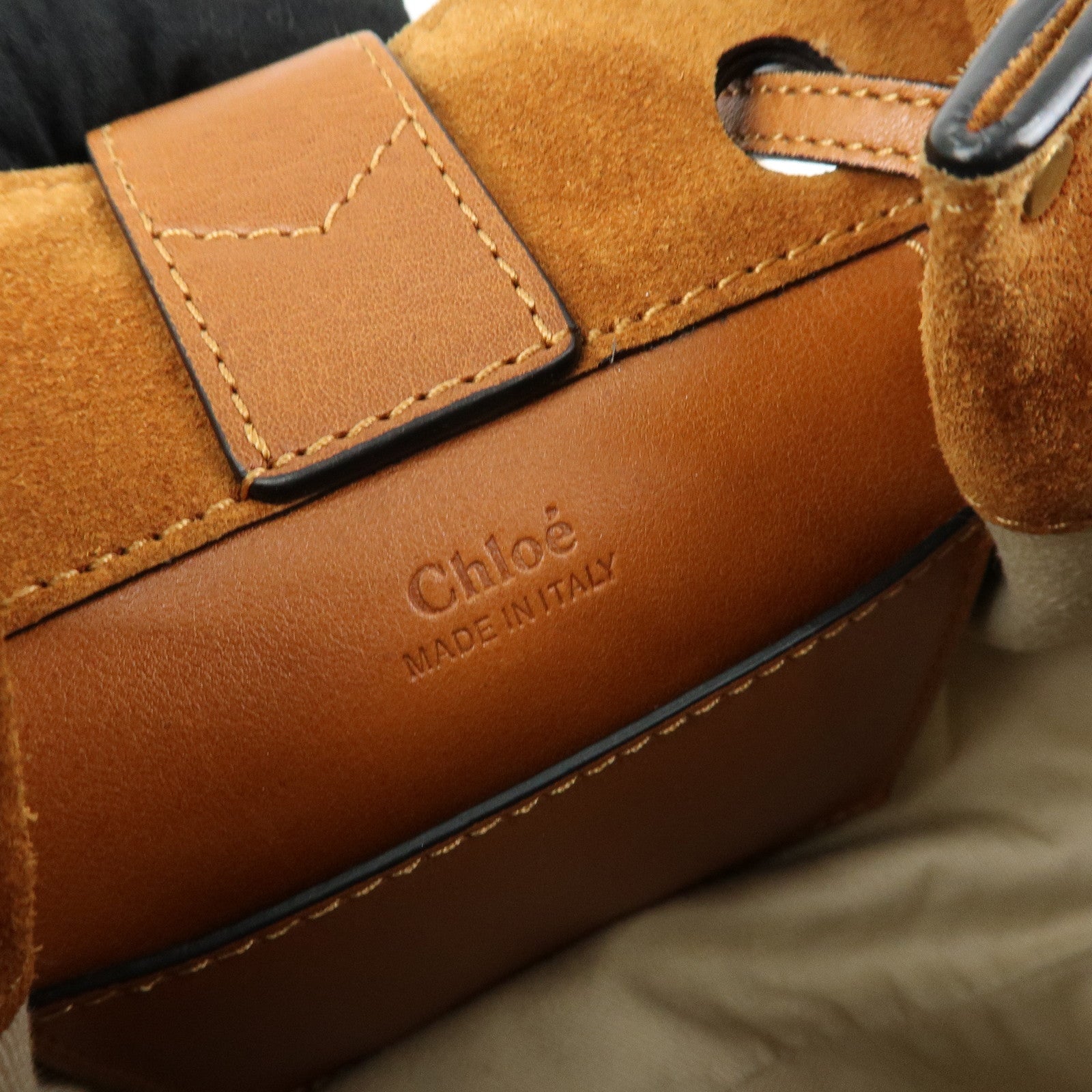 Chloe Suede Leather Tassel Shoulder Bag Crossbody Bag Brown