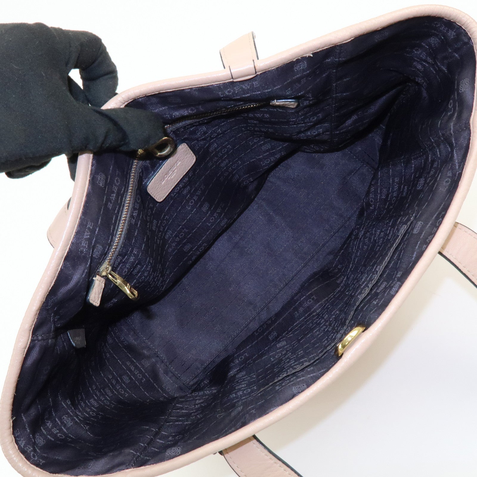 LOEWE Heritage Calf Leather Tote Bag Hand Bag Light Pink