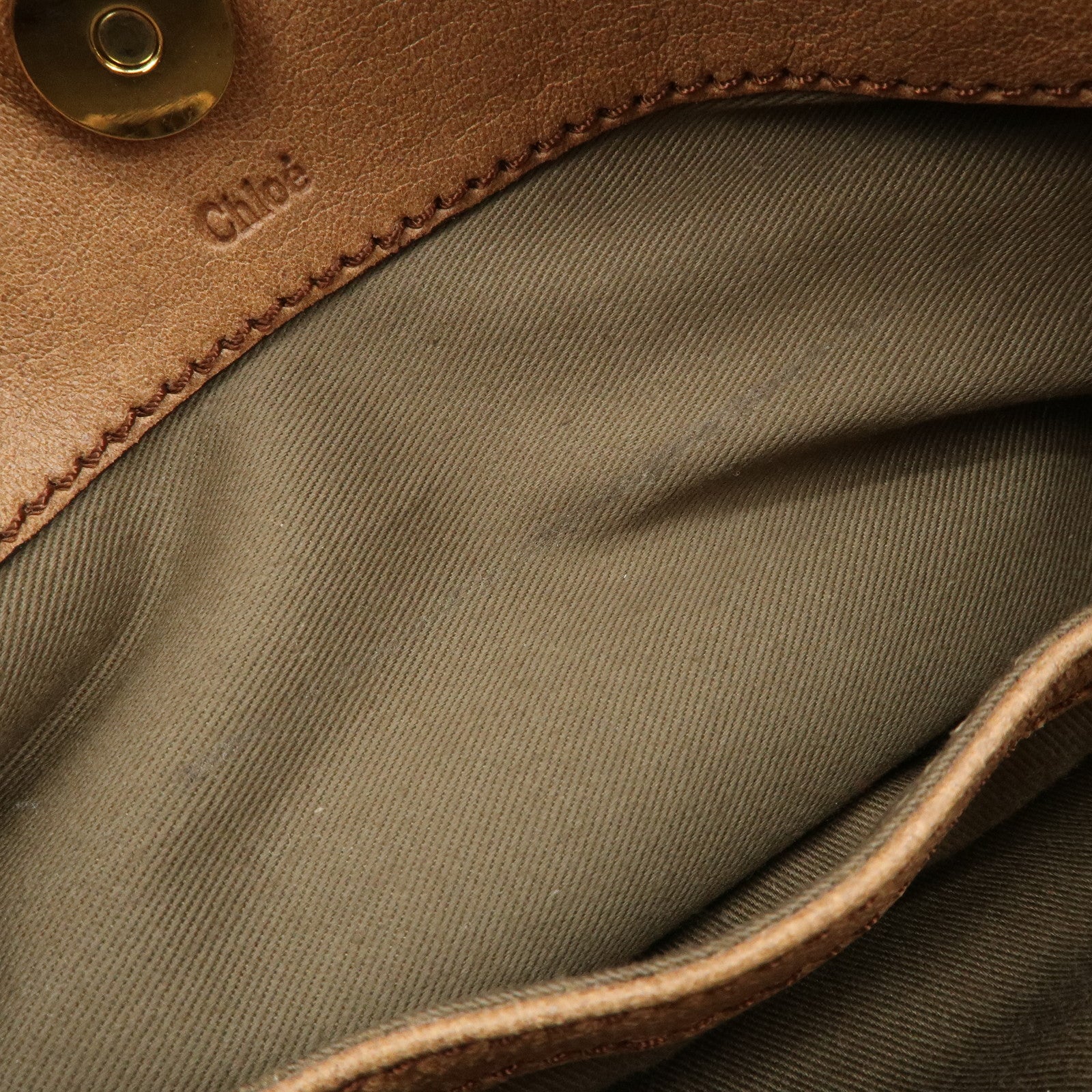 Chloe Leather Canvas Shoulder Bag Crossbody Bag Beige Brown Khaki