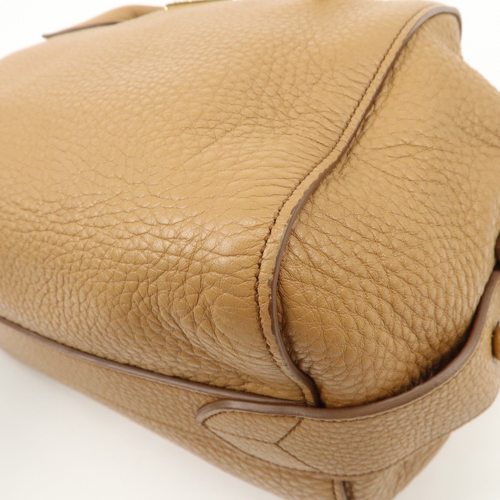 PRADA Triangle Logo Leather 2Way Bag Boston Bag Hand Bag Brown 1BB031 Used