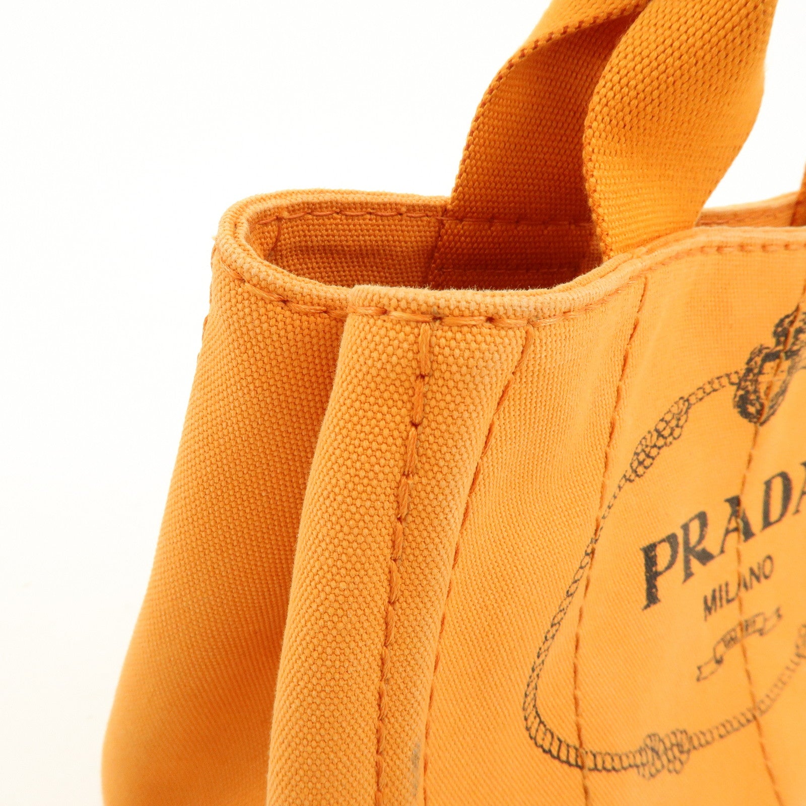 PRADA Canapa Mini Canvas Tote Bag Hand Bag BN2439 Orange