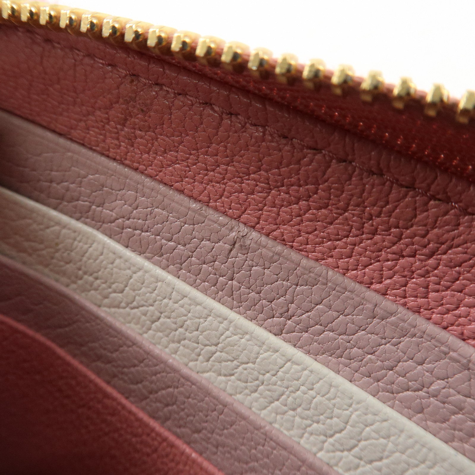 MIU MIU Leather Round Zippy Wallet Long Wallet Pink 5ML506 Used